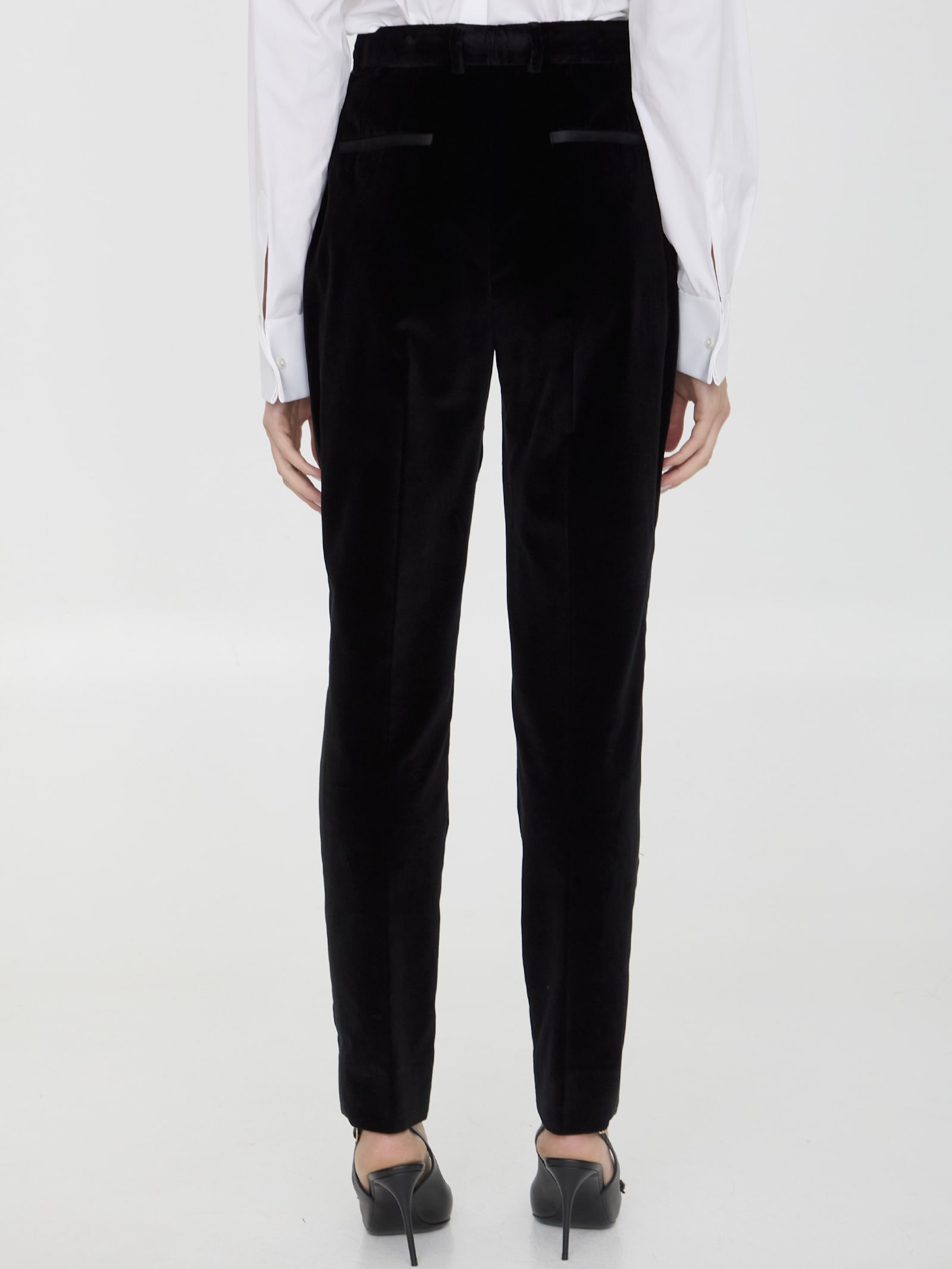 Shop Dolce & Gabbana Velvet Tuxedo Pants In Black