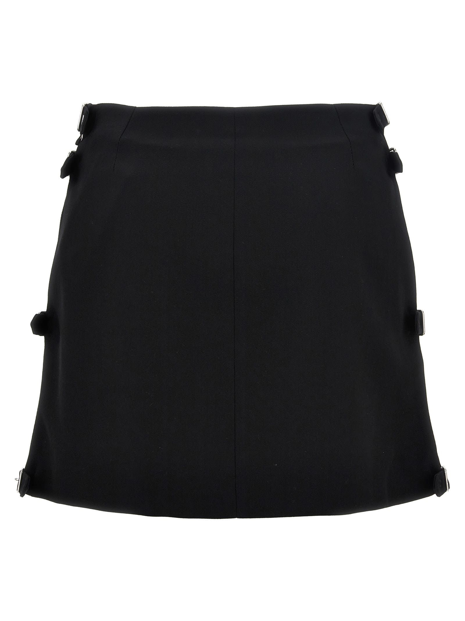 Shop Courrèges Multi Sangle Wool Mini Skirt In Black