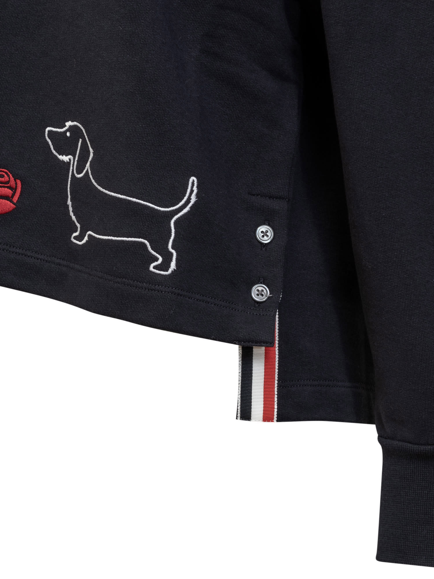 Shop Thom Browne Roses And Dog Sweatshirt In Navy