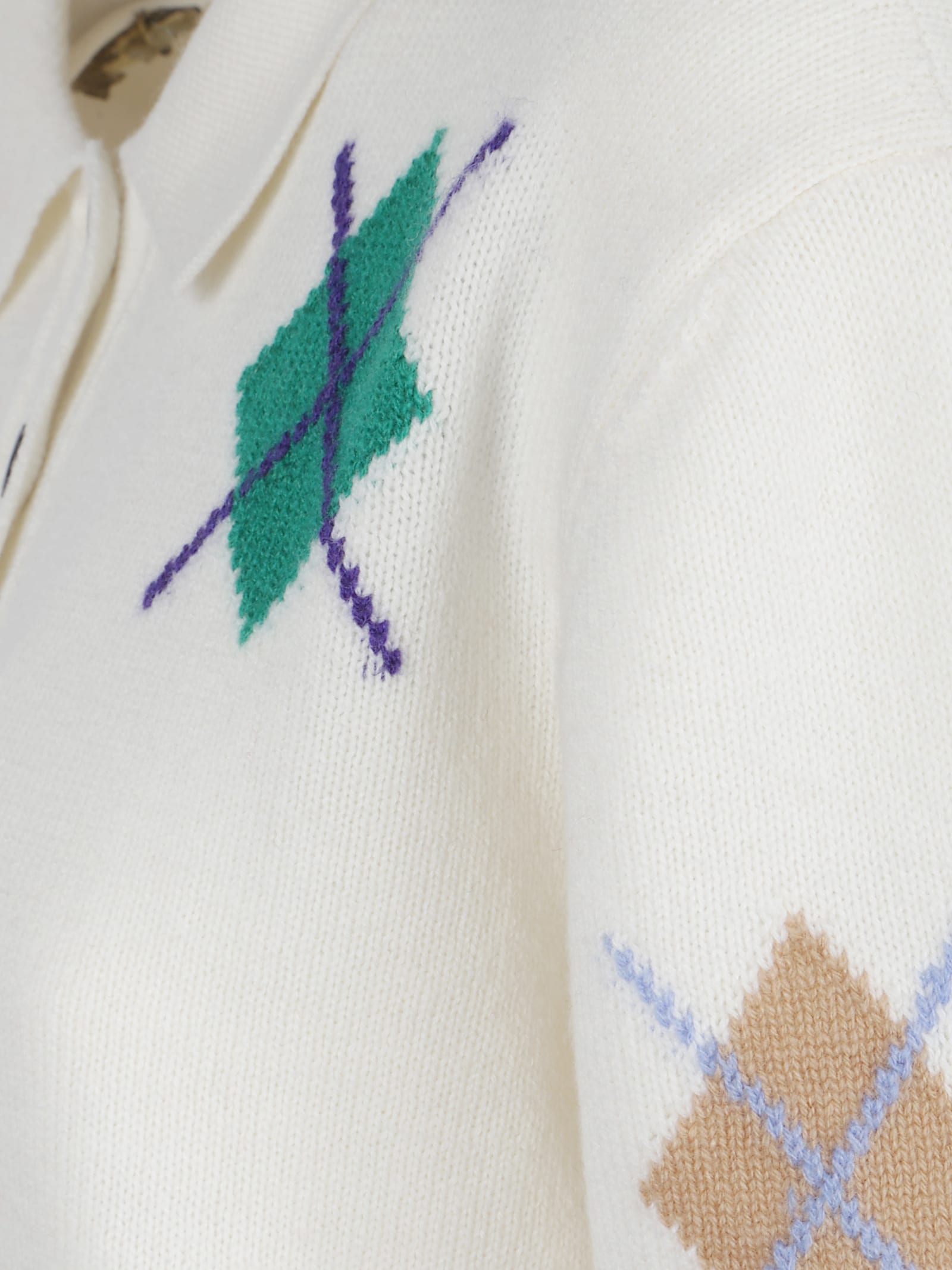 Msgm Knitted Polo Shirt In White