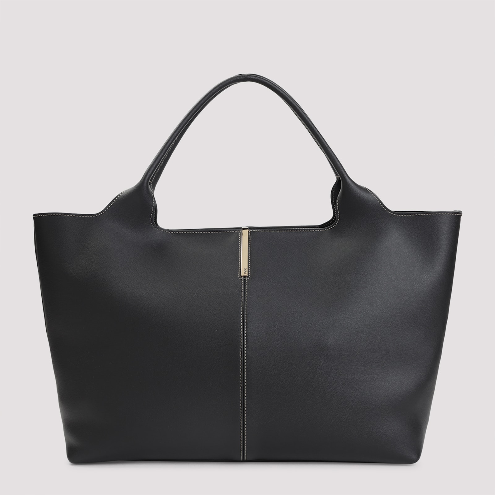 Tod's Medium-small Leather Shopping Bag In Black