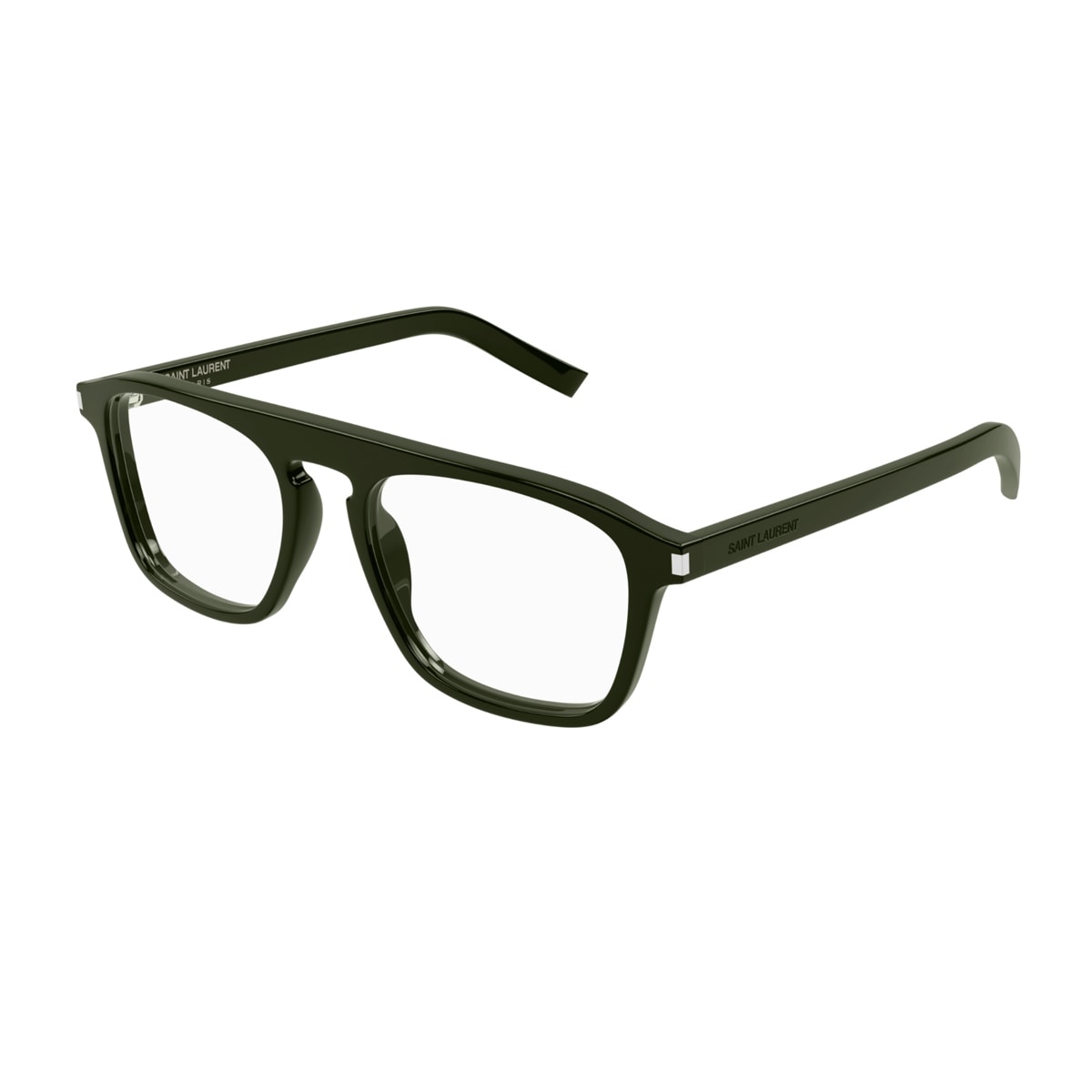 Shop Saint Laurent Sl 157 Linea Corner Angle 011 Green Transparent Glasses In Verde