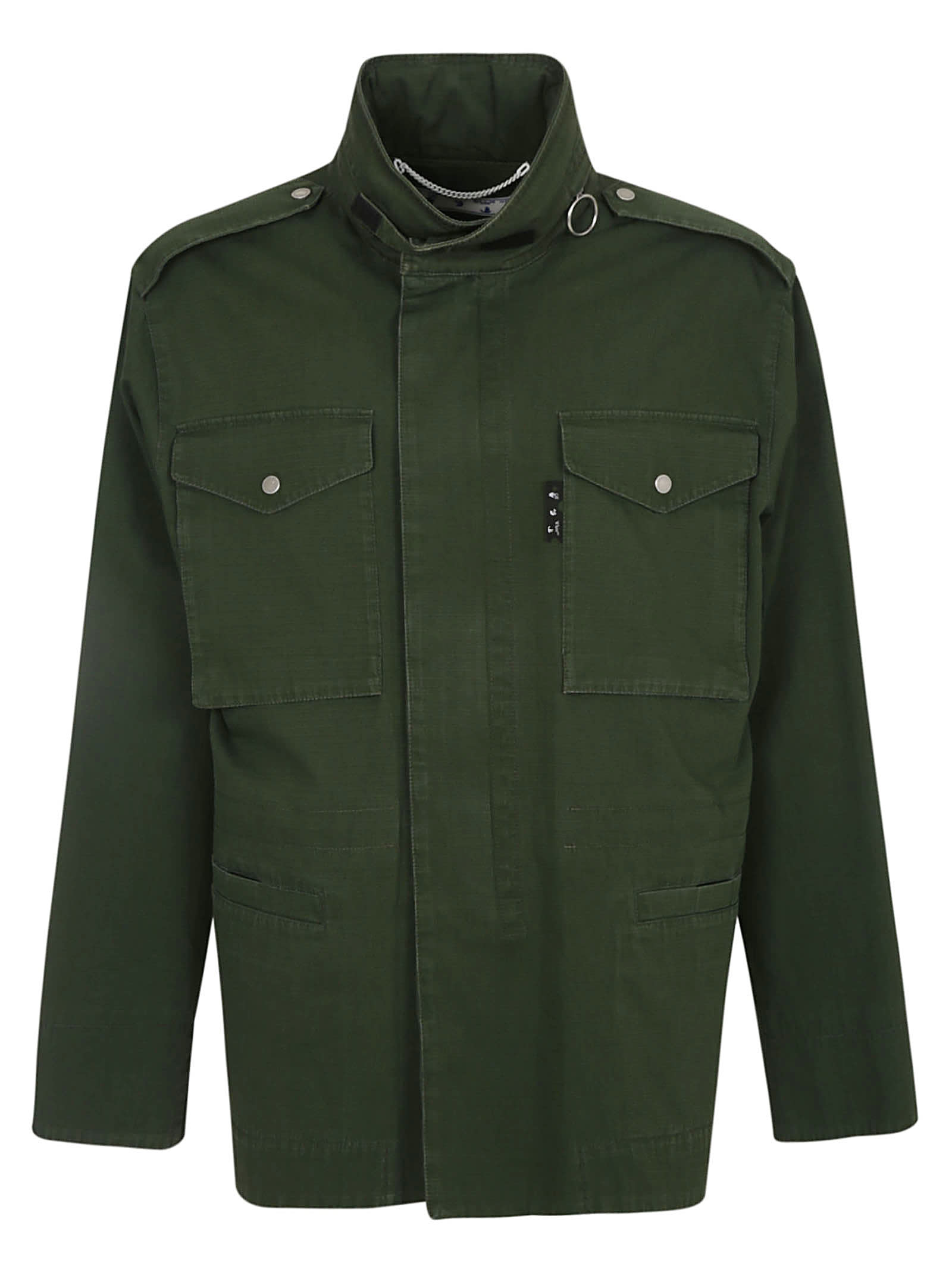 Off-white Arrows-motif Hooded Jacket In Green