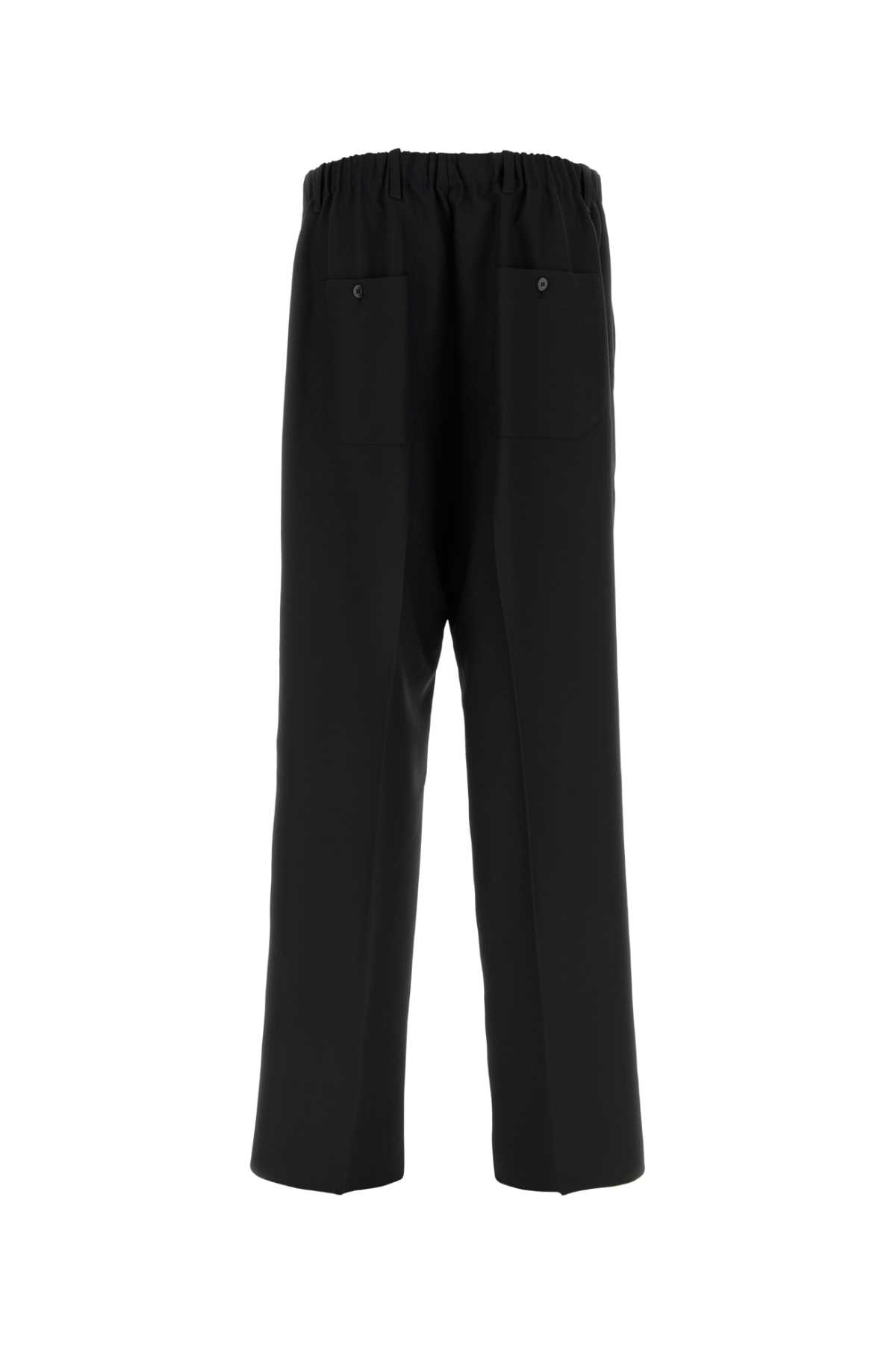 Random Identities Trousers Wide Leg Elastic Waistband In Black