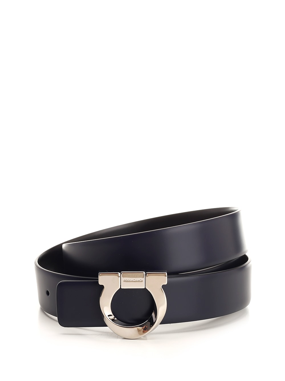 Shop Ferragamo Gancini Reversible Belt In Black