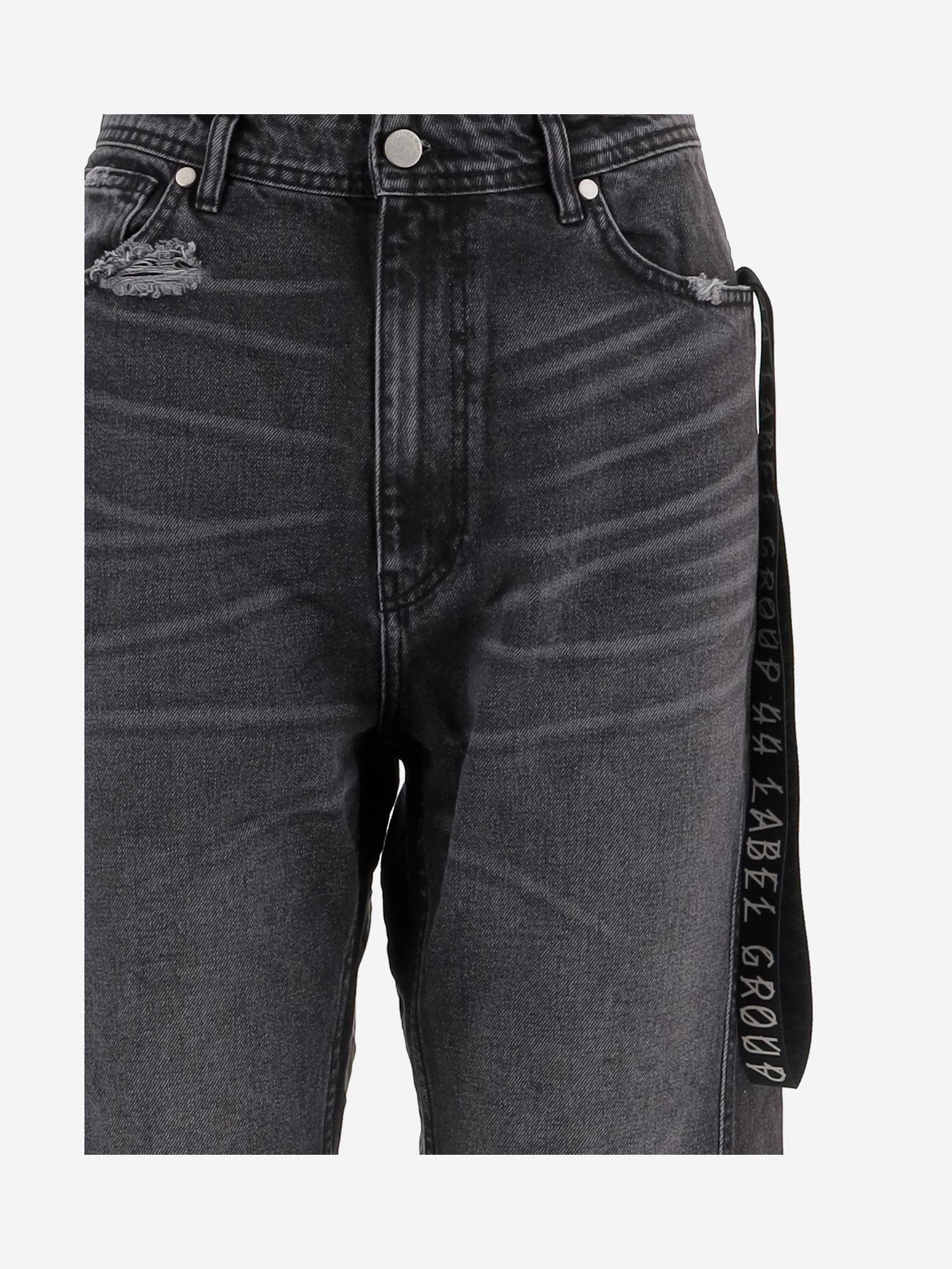 44 Label Group Cotton Jeans With Vintage Details In Gray