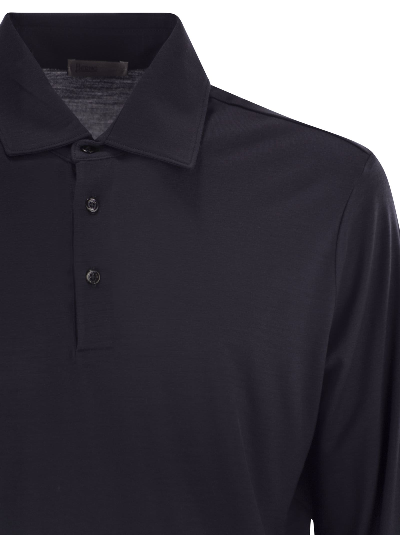 Herno Resort Polo Shirt In Soft Wool Knit In Blue