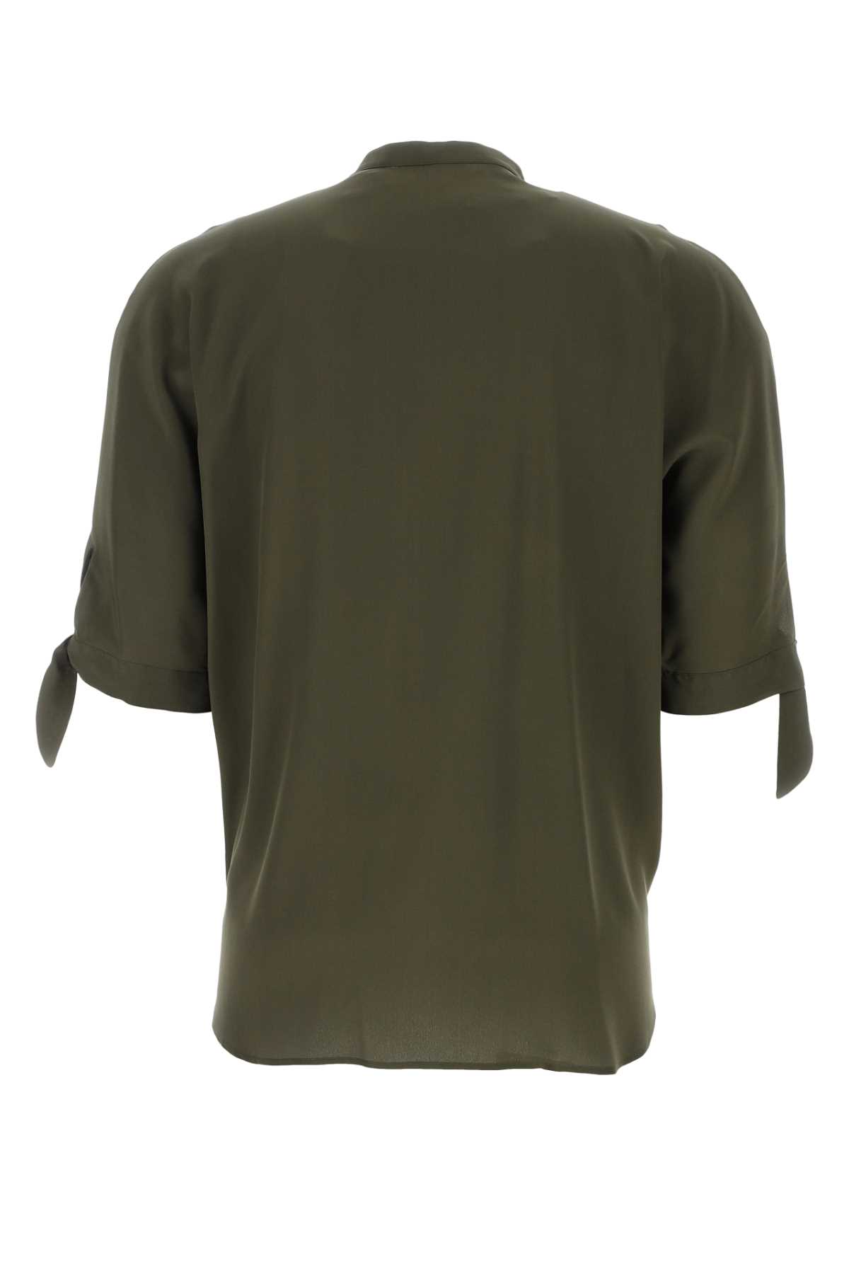 Shop Saint Laurent Olive Green Crepe Shirt In Brown