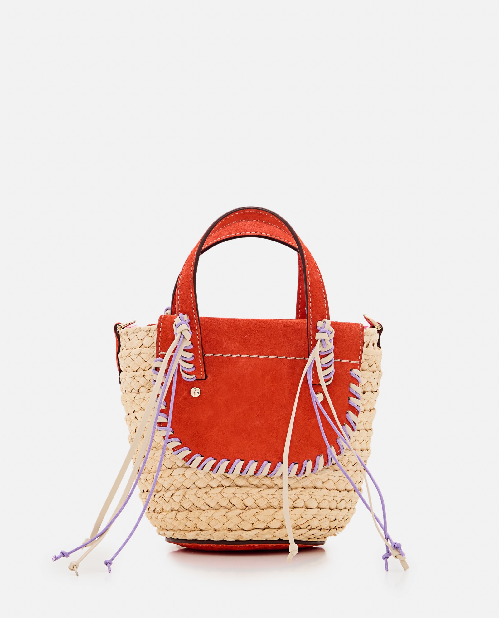 Shop Cuba Lab Habanera Bandana Straw And Suede Handbag In Red