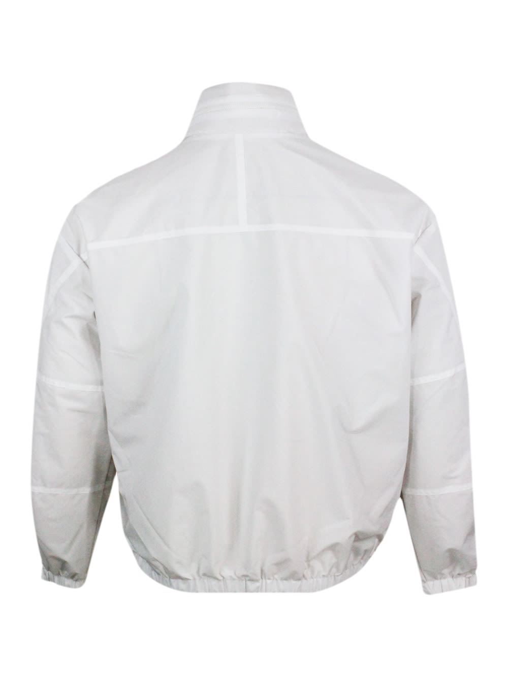 Shop Armani Collezioni Reversible Windproof Jacket In Light Technical Fabric, Milano Edition Line, Zip Closure And Conceale In White