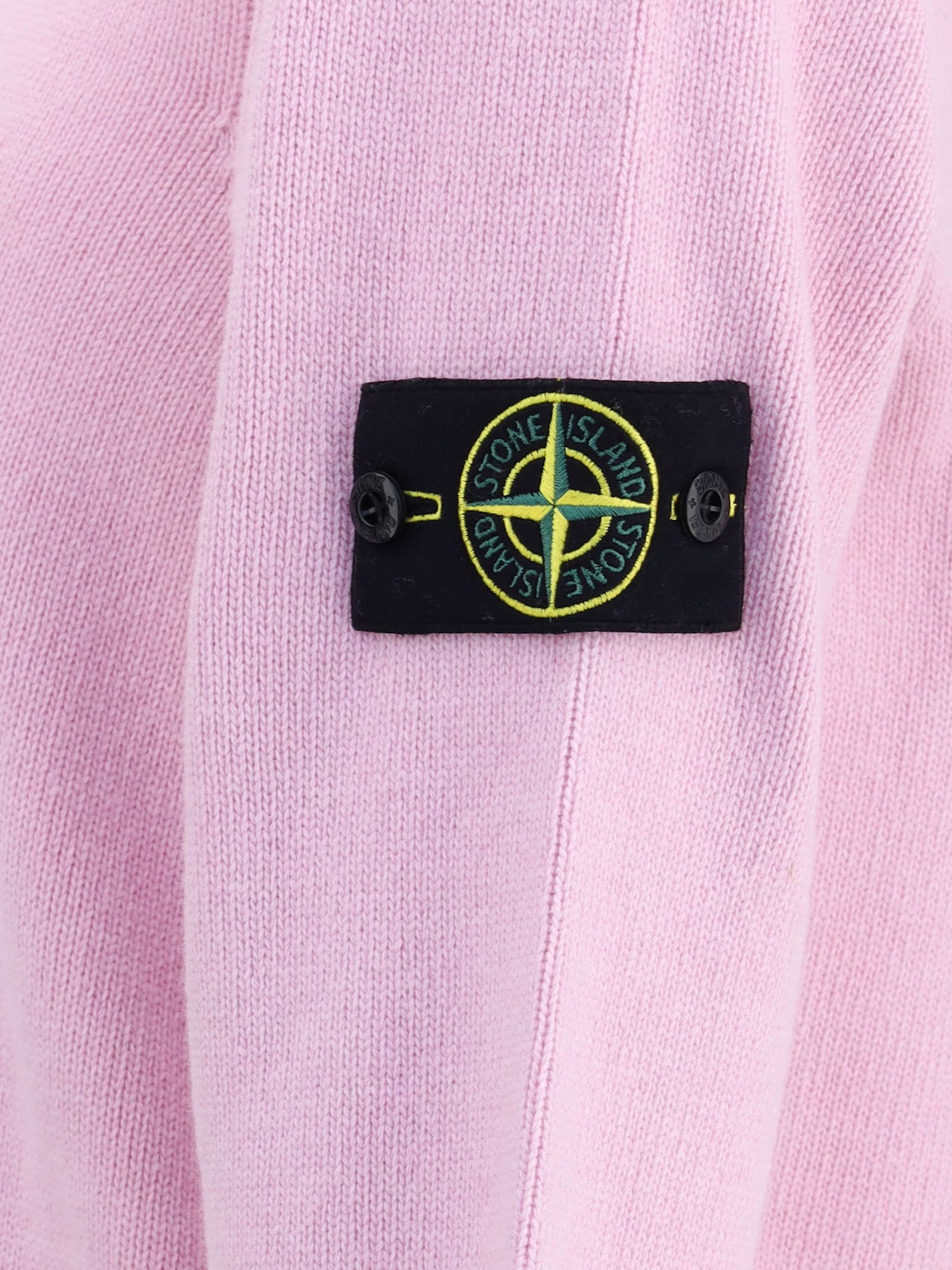 Stone Island Logo-patch Crew-neck Sweater In Pink