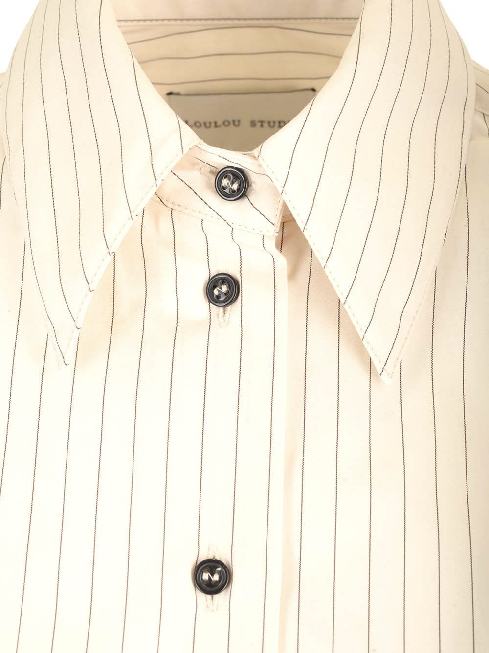 LOULOU STUDIO IVORY STRIPED SHIRT 