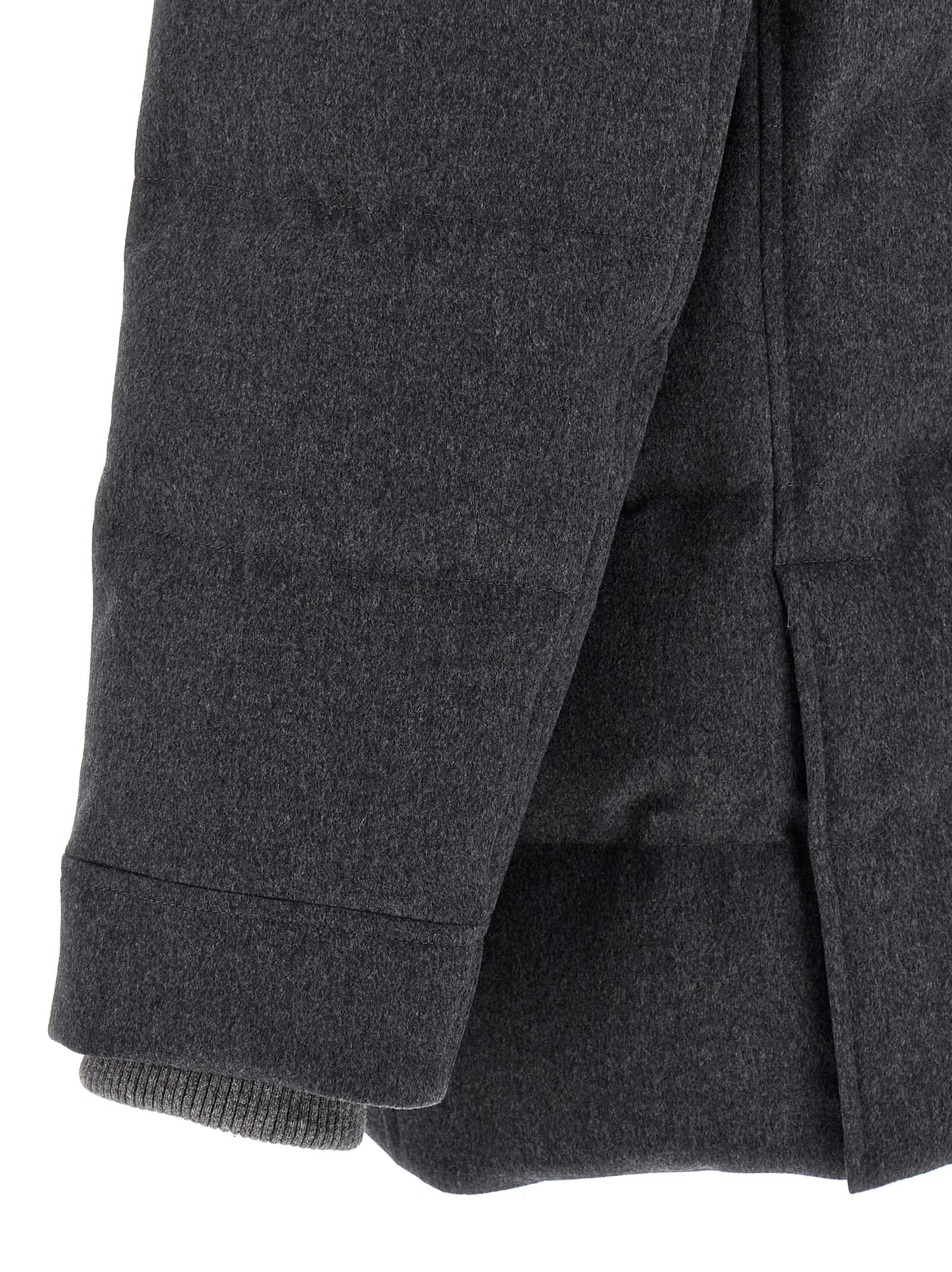 Brunello Cucinelli Long Sleeve Cotton Coat In Gray