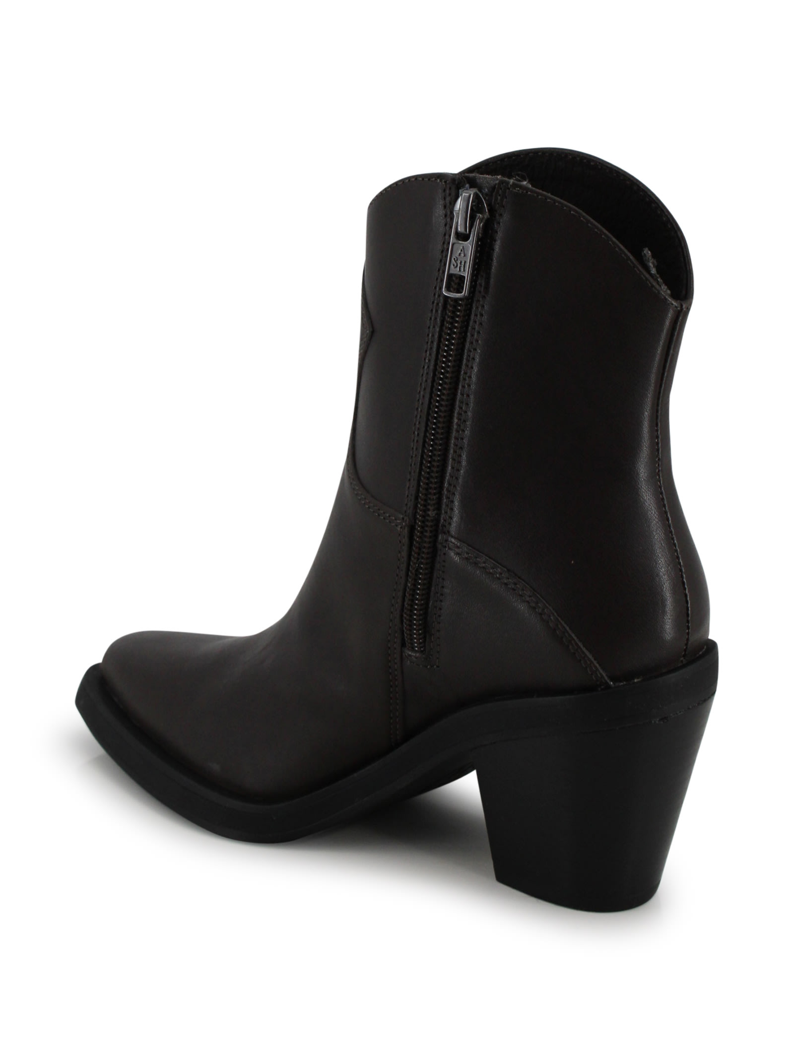 Ash Short Brown Leather Boots In Brown