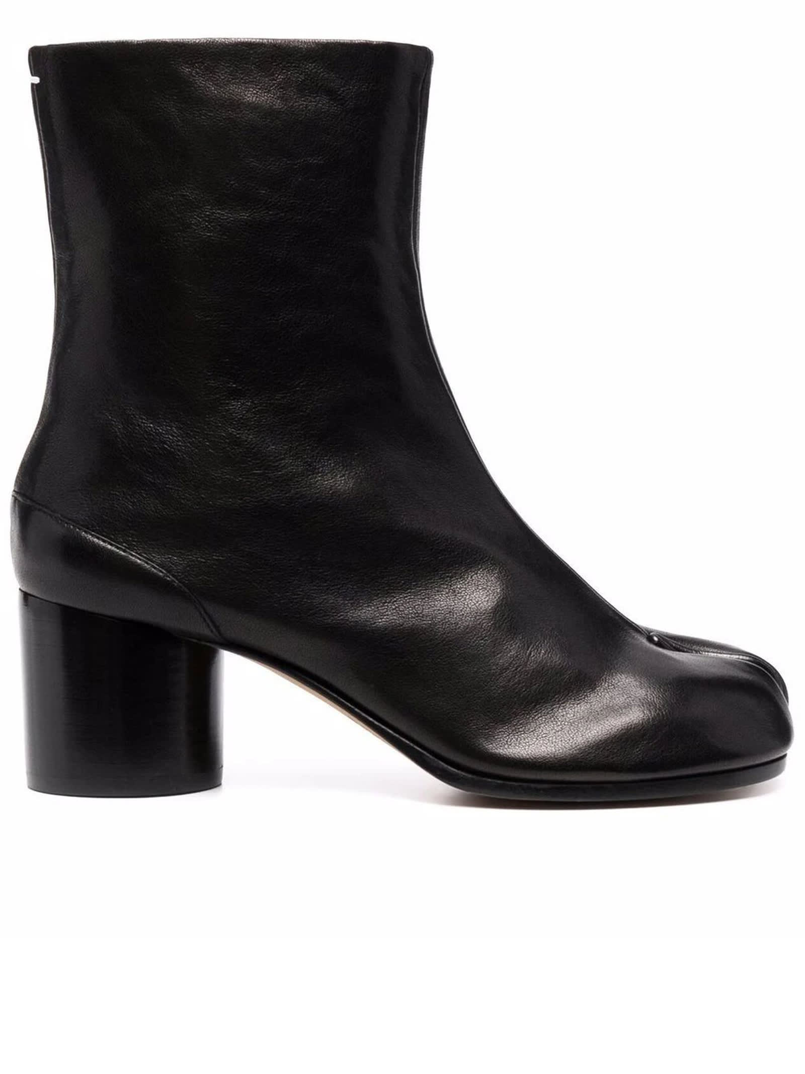 Shop Maison Margiela Tabi 60mm Black Leather Ankle Boots