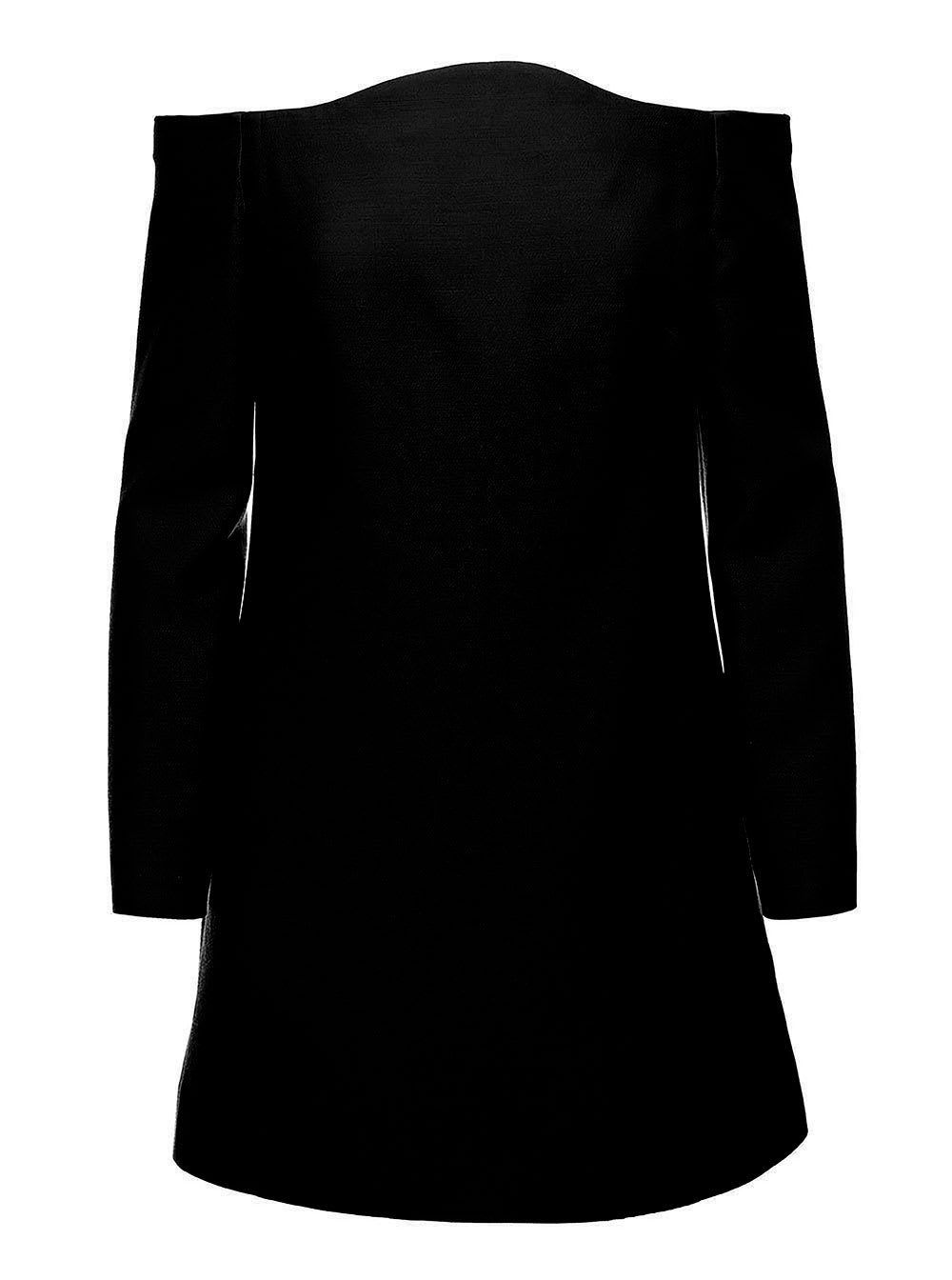Black Off-the-shoulder Mini Dress With Couture Neckline In Wool And Silk Woman Valentino
