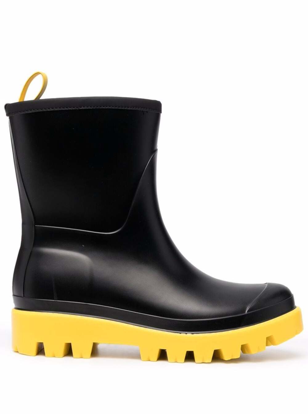 GIA BORGHINI Black Rubber Rain Boots With Yellow Sole