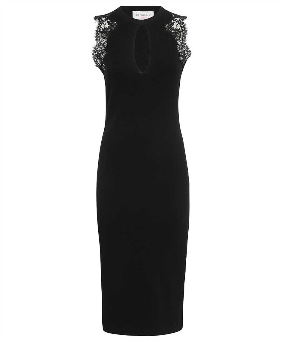 Ermanno Scervino Lace-insert Midi Dress In Black