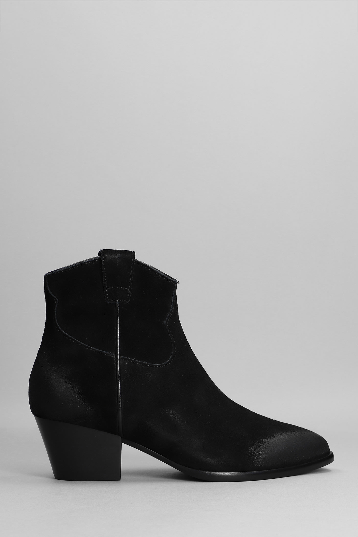 Ash Houston Texan Ankle Boots In Black Suede