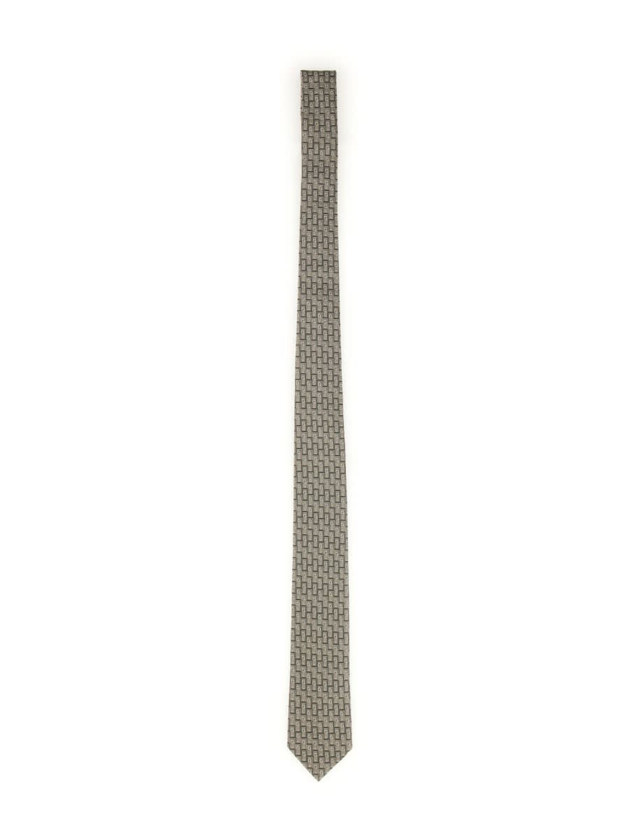 Shop Ferragamo Gancini Monogram Jacquard Tie In Beige