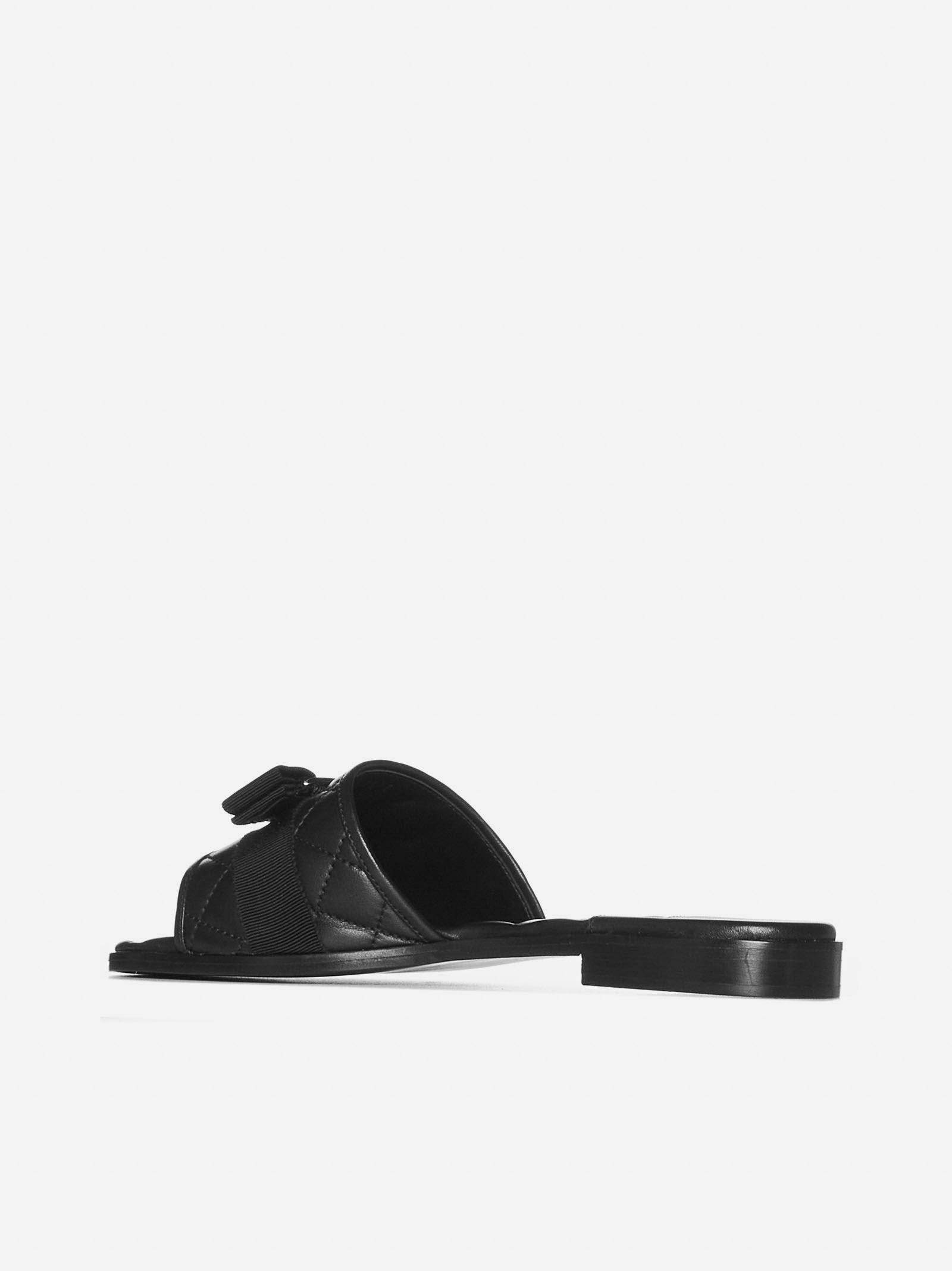 Shop Ferragamo Love Cq Quilted Leather Flat Sandals