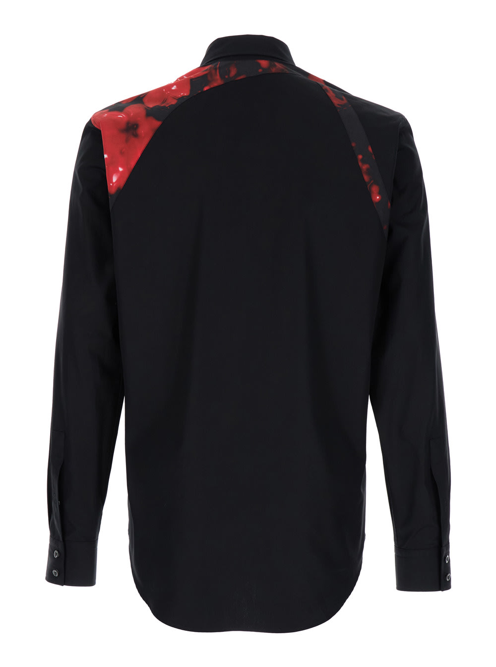 Shop Alexander Mcqueen Black Shirt With Floral Print In Cotton Man