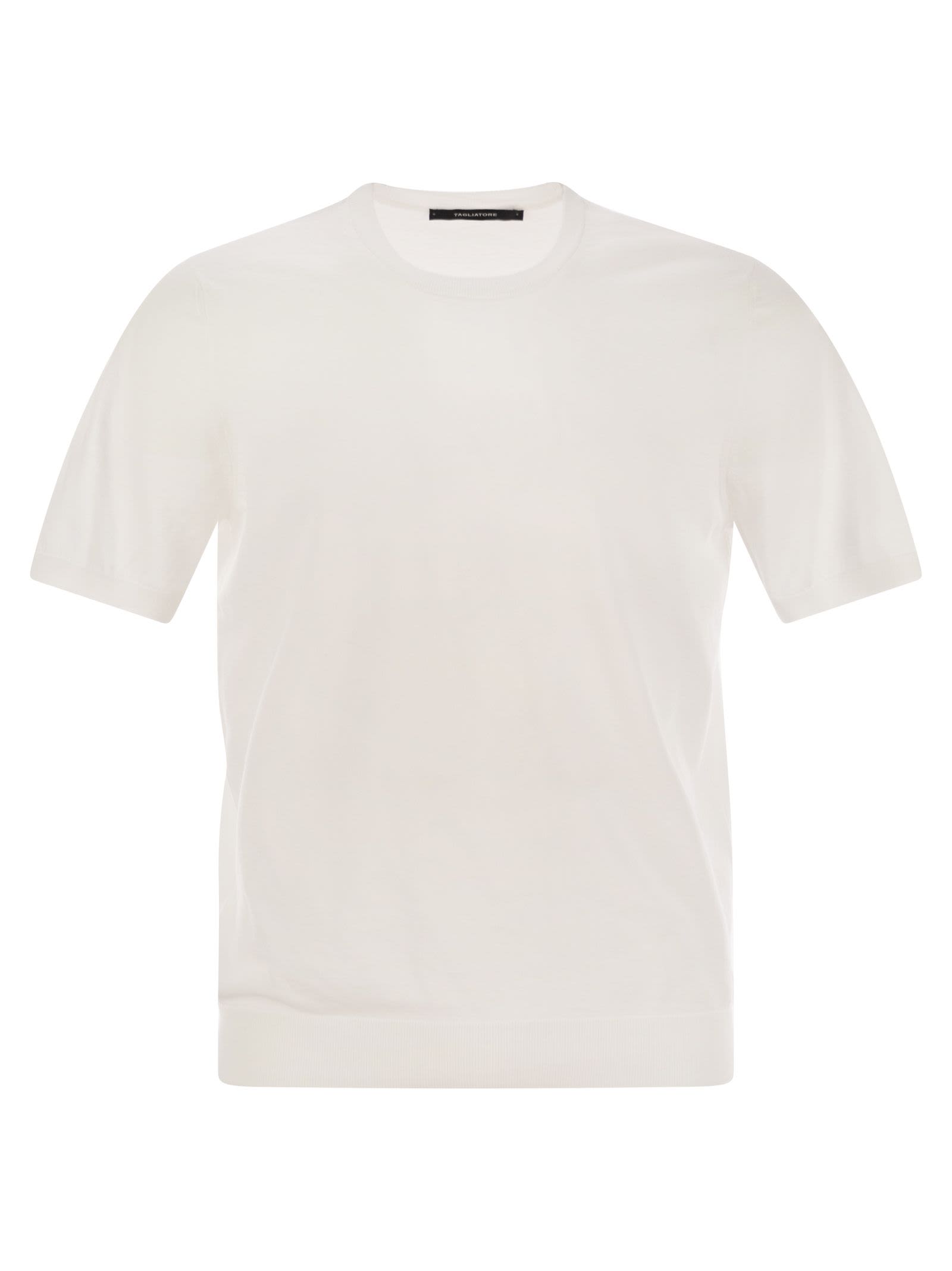 Shop Tagliatore Basic Short-sleeved Cotton T-shirt In White