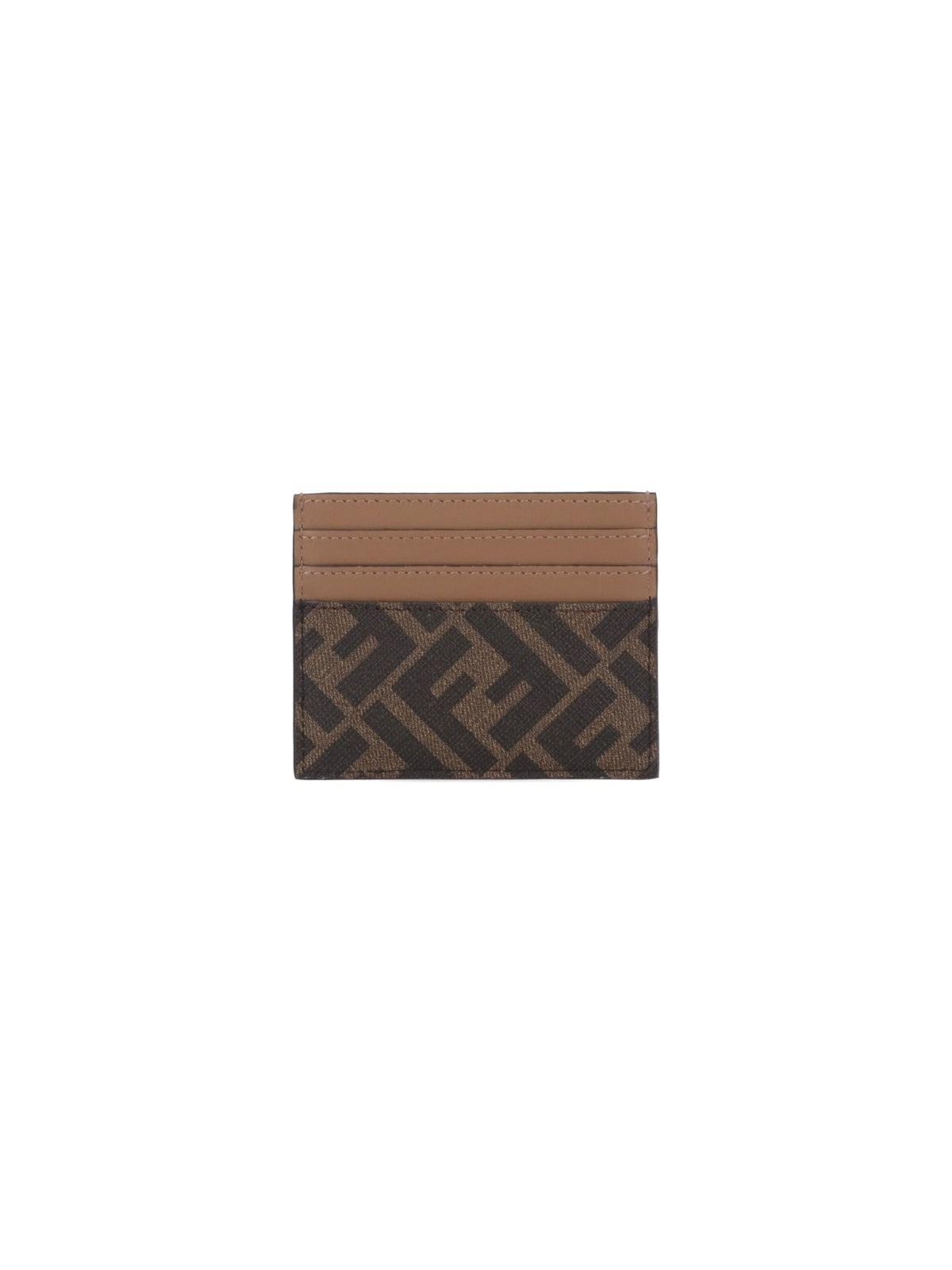 Shop Fendi Diagonal Card Holder In Marrone