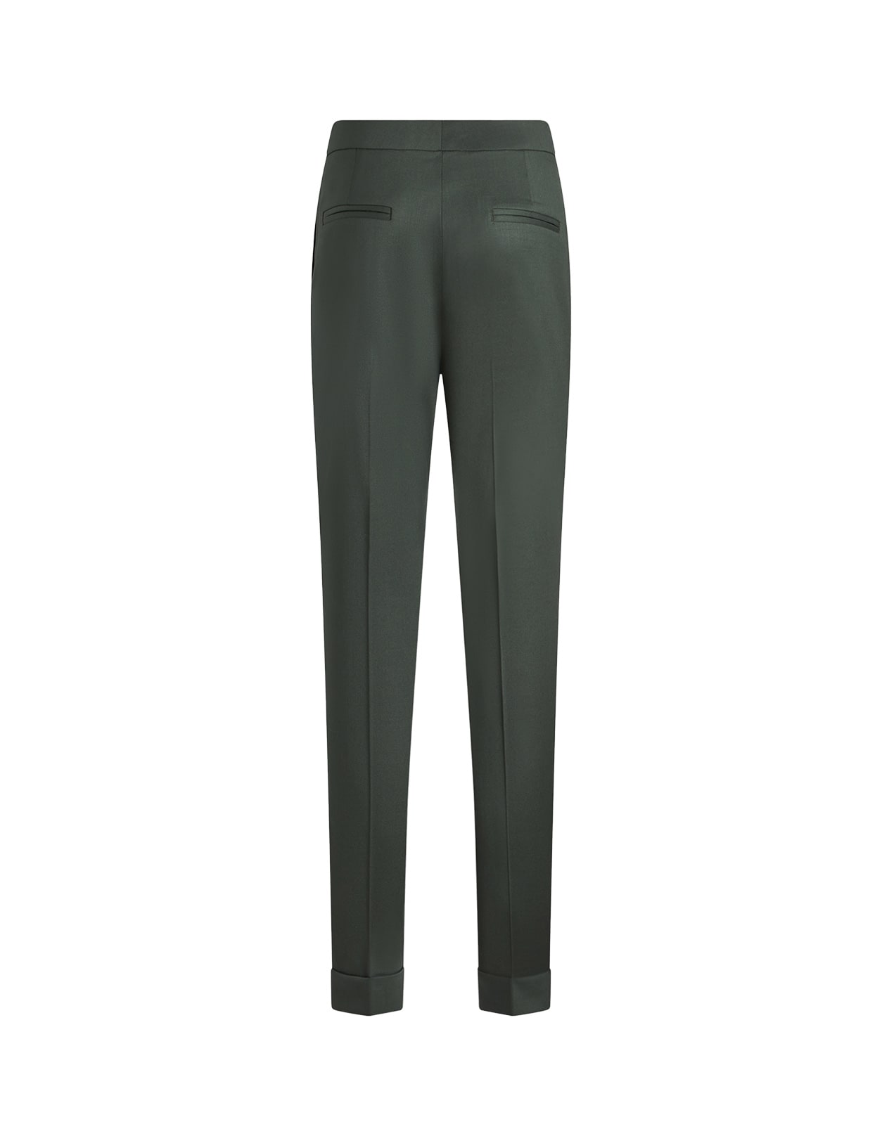 Shop Etro Dark Green Stretch Wool Cropped Trousers