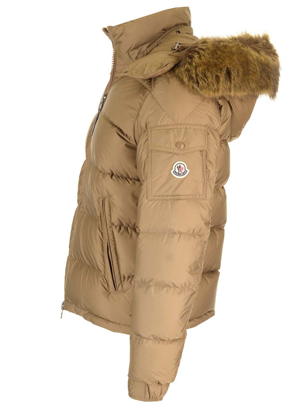 Shop Moncler Mayaf Short Down Jacket In Beige