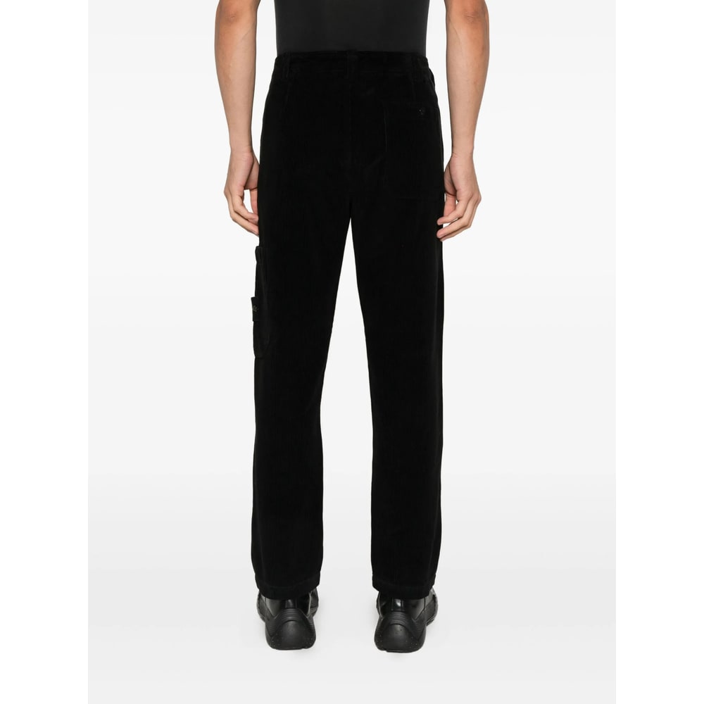 Stone Island Regular Tapered Cargo Trousers With Elastic Waistband In Black