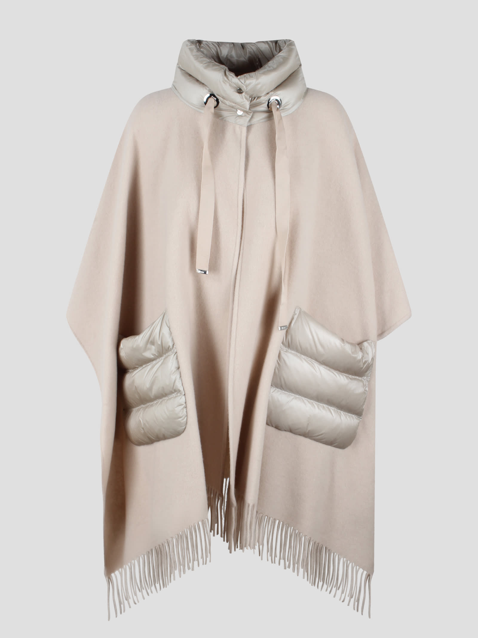 Shop Herno Wool Resort Poncho In Nude & Neutrals