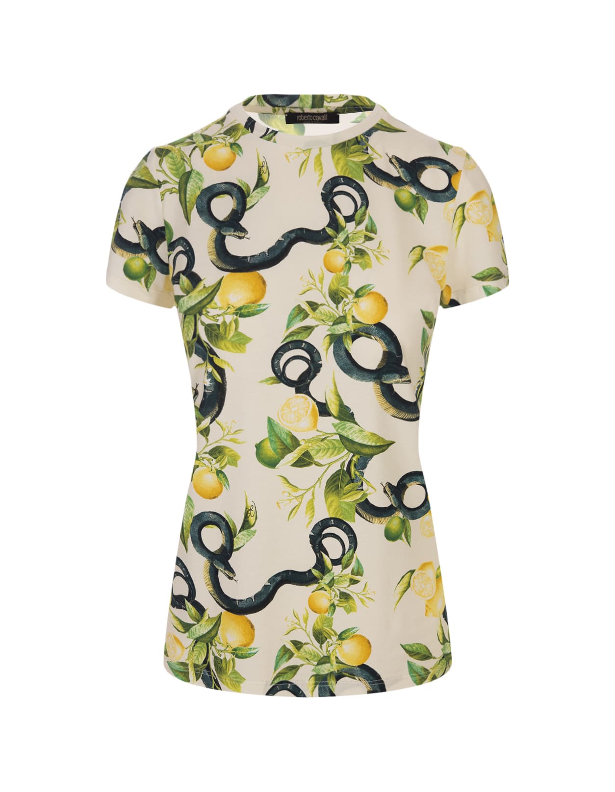 Roberto Cavalli Ivory T-shirt With Lemons Print