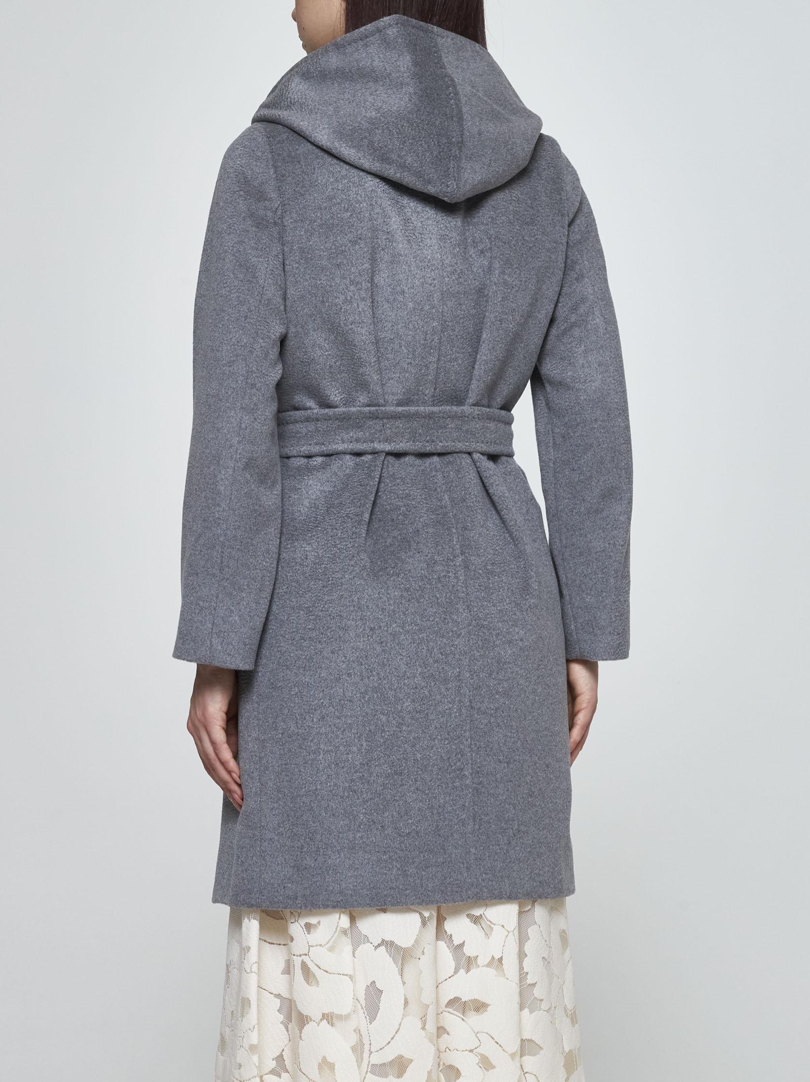 Shop Max Mara Newmang Hooded Wool Coat In Grigio Scuro