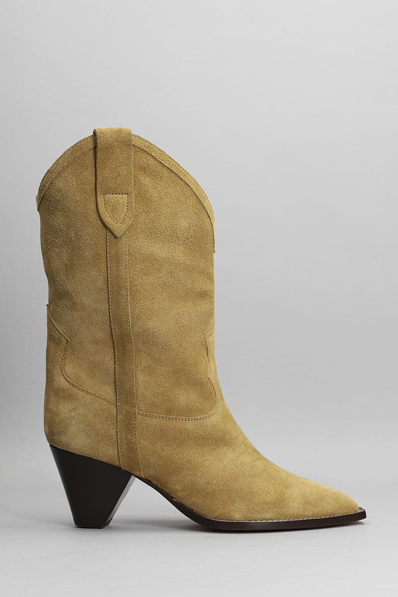 Isabel Marant Luliette Texan Ankle Boots In Taupe Suede