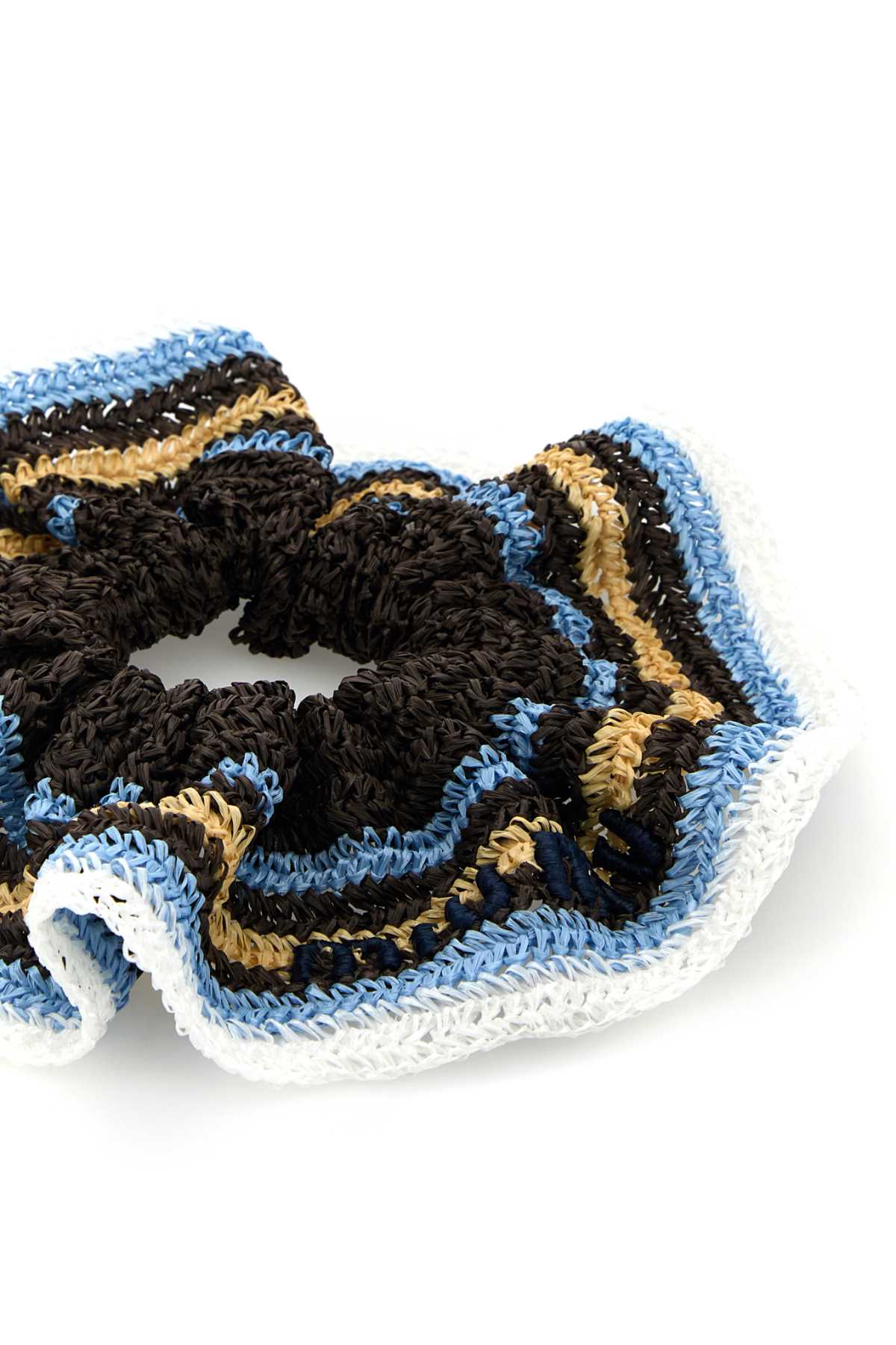 Miu Miu Embroidered Rafia Scrunchie In Multi