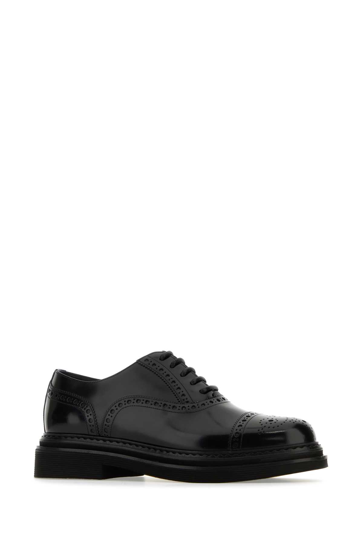 Shop Dolce & Gabbana Black Leather Lace-up Shoes In Nero