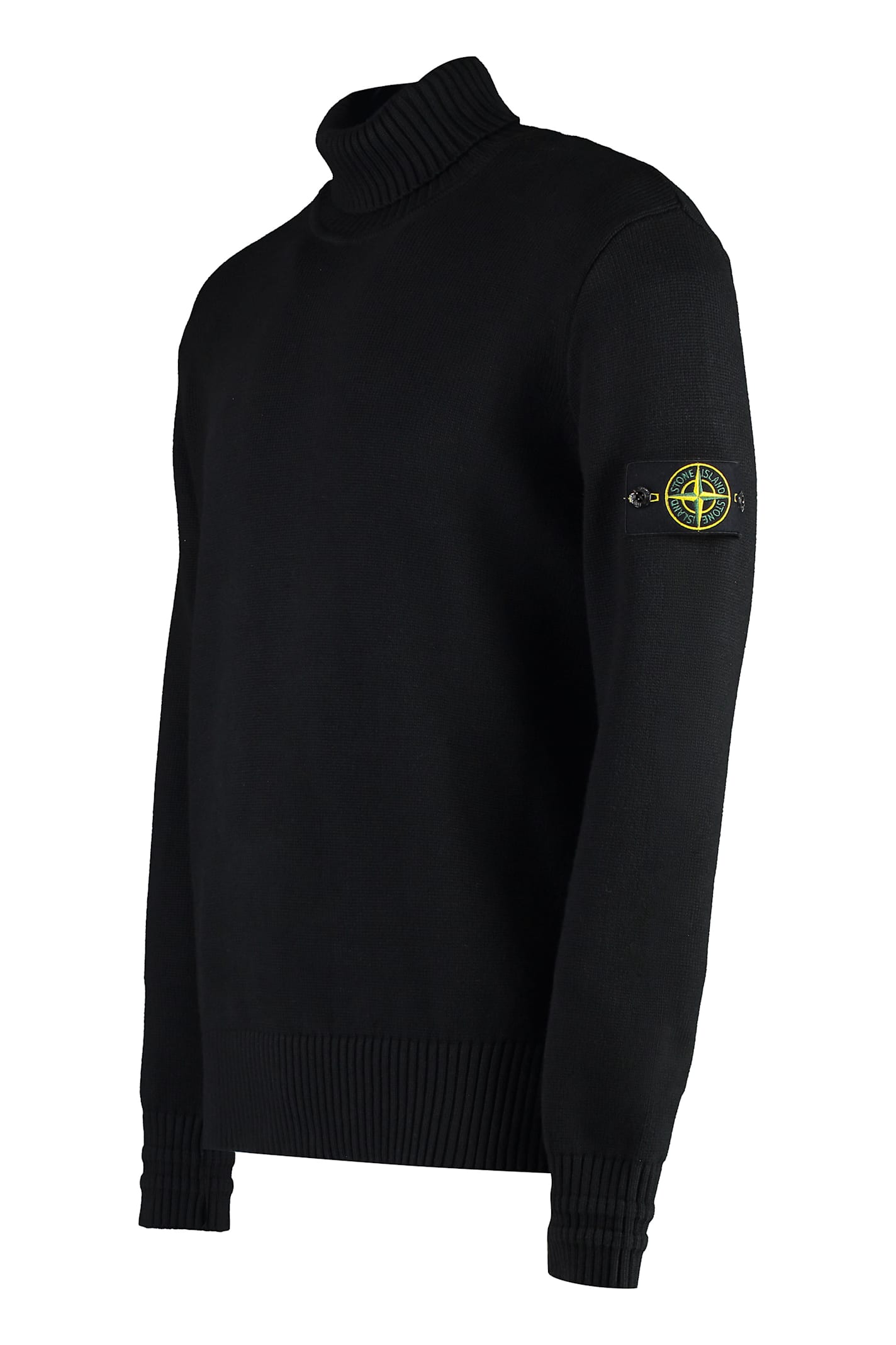 Shop Stone Island Wool Blend Turtleneck Sweater In Black