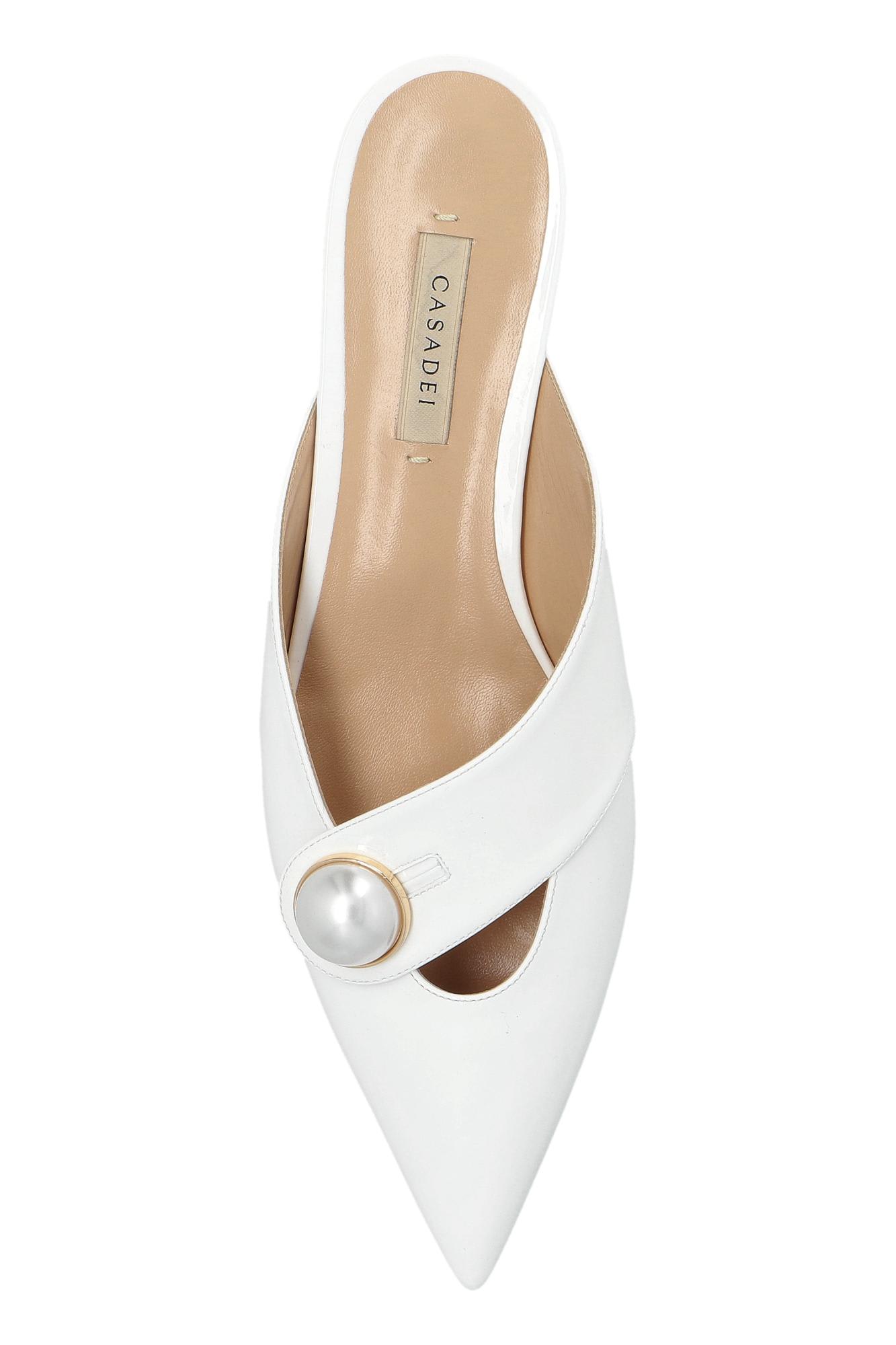 Casadei Blade Pointed Toe Mules In White
