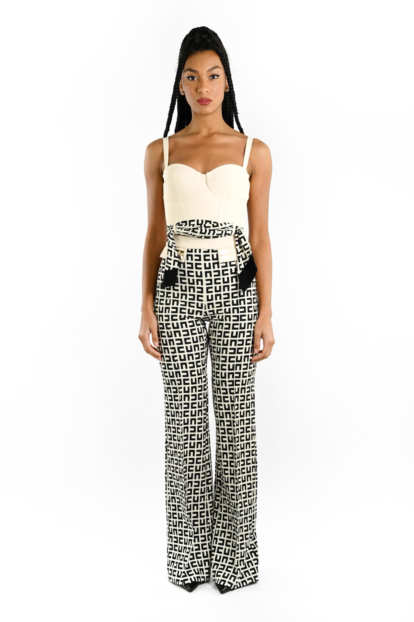 logo-print foulard bustier top, Elisabetta Franchi