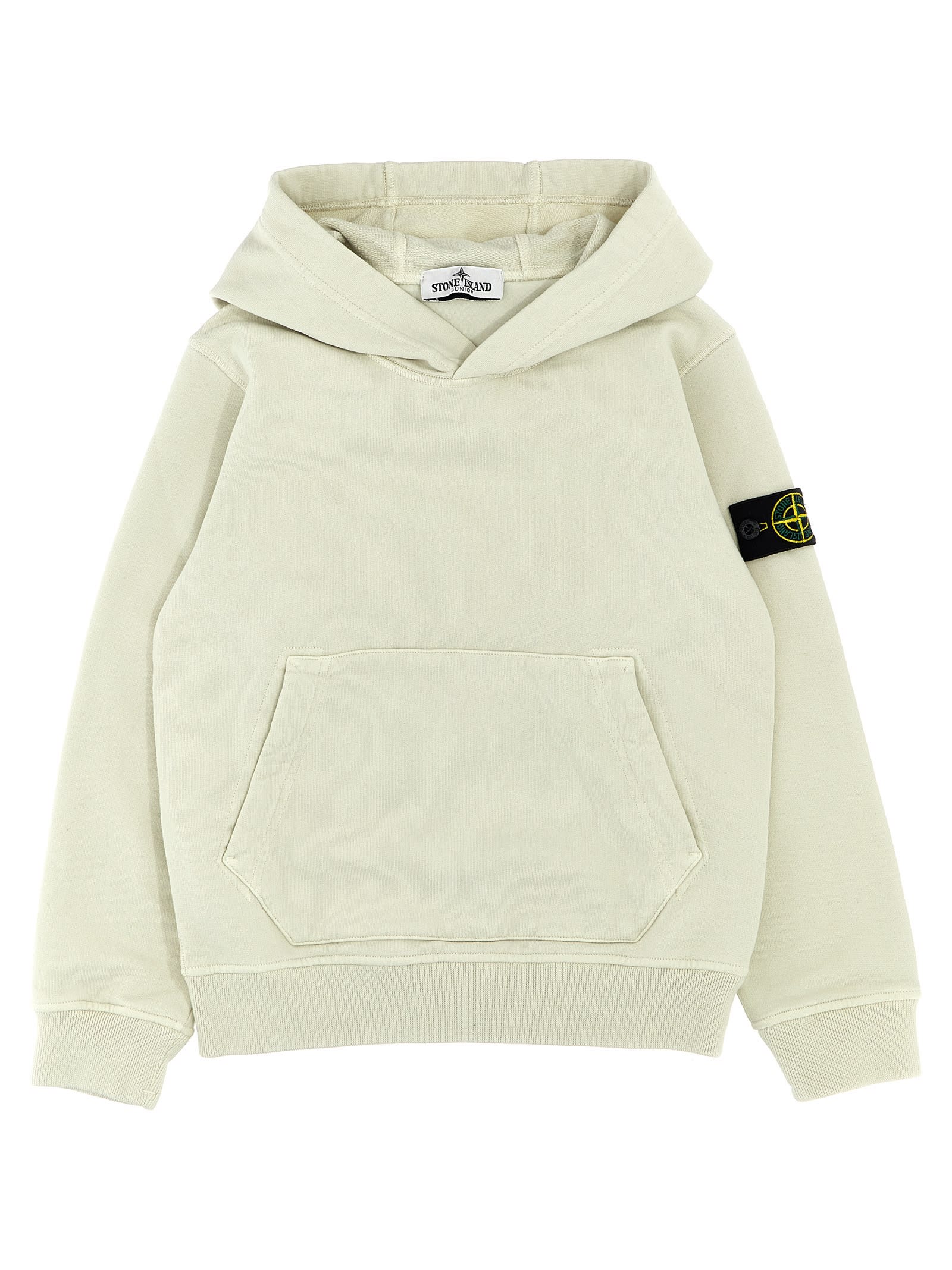 Stone Island Compass Badge Hoodie In Beige