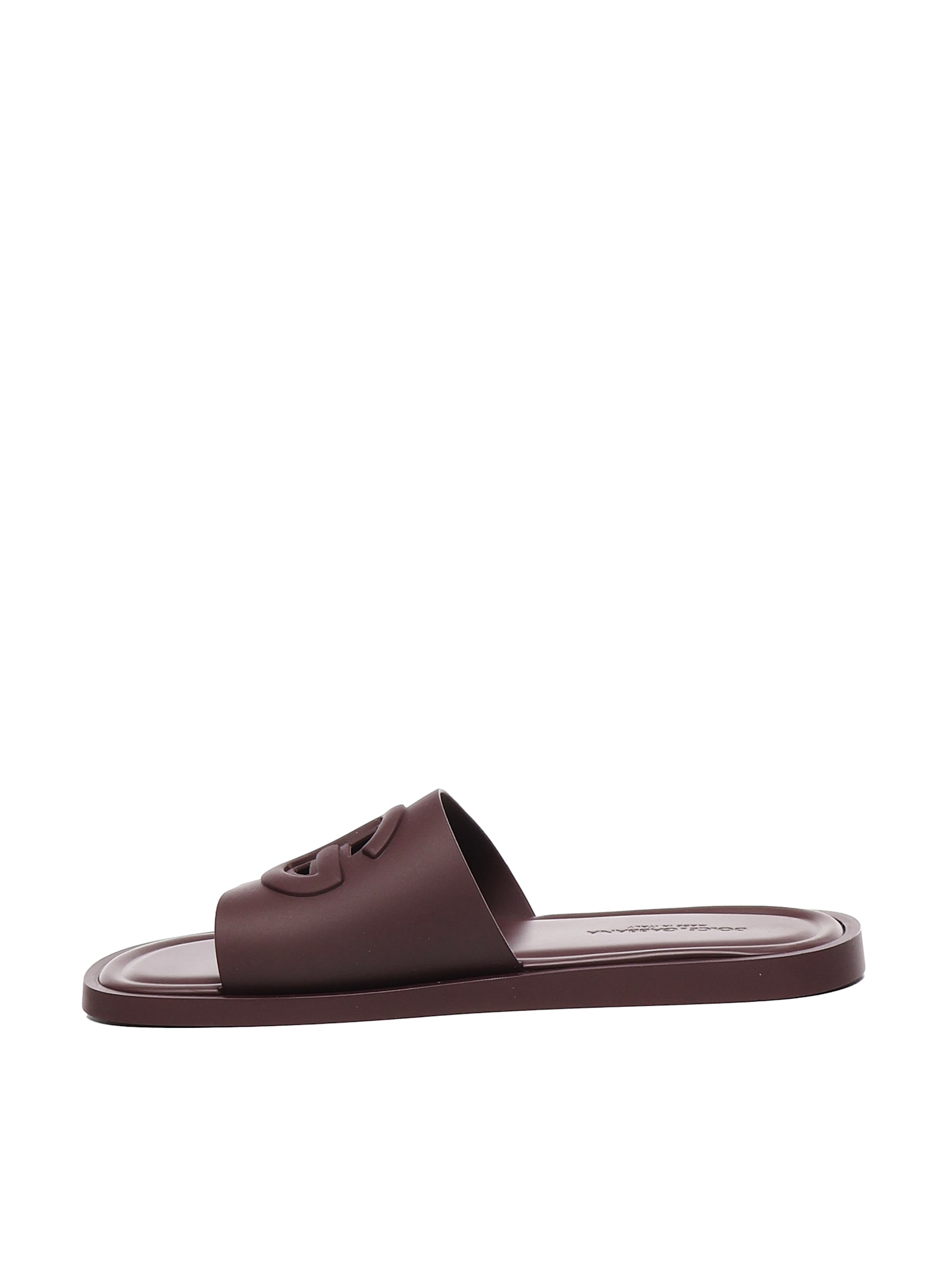 Dolce & Gabbana Logo-embellished Slide Sandals In Brown