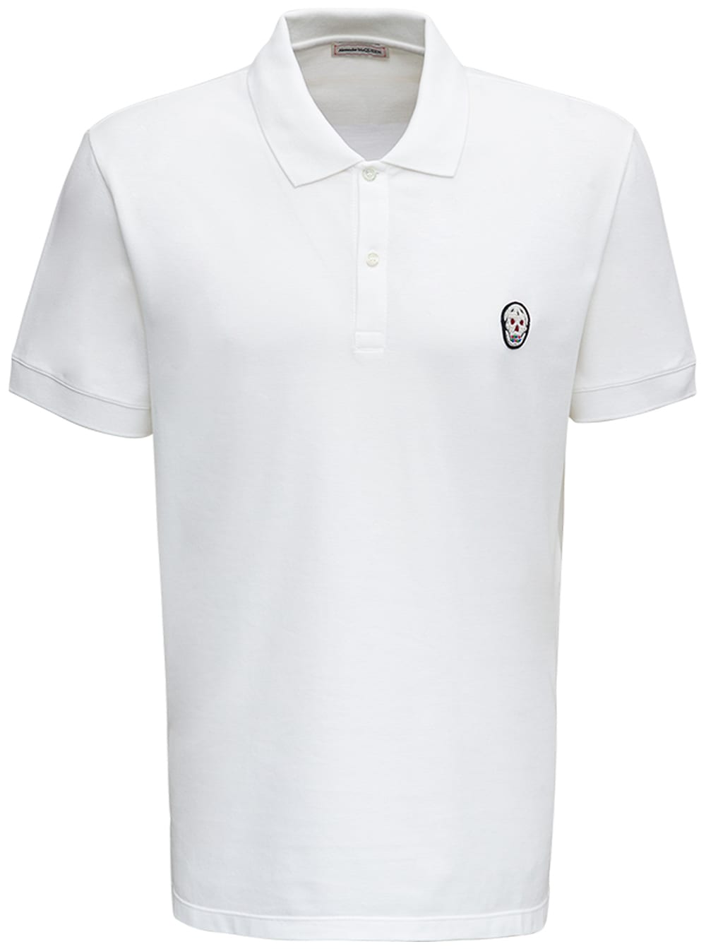 Alexander McQueen White Cotton Polo Shirt With Logo Patch