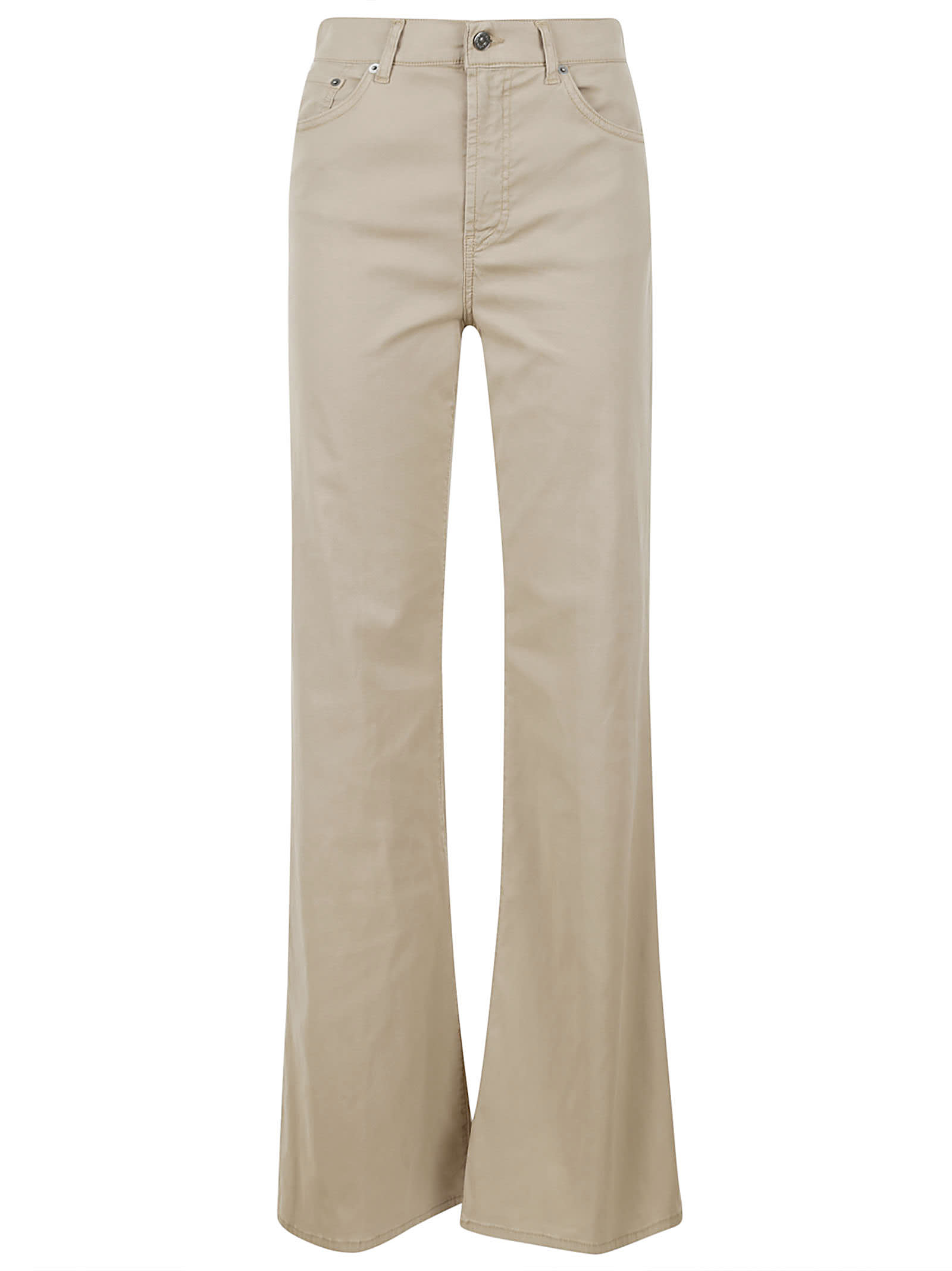 Dondup Wide Leg Trousers With Five Pockets In Neutral