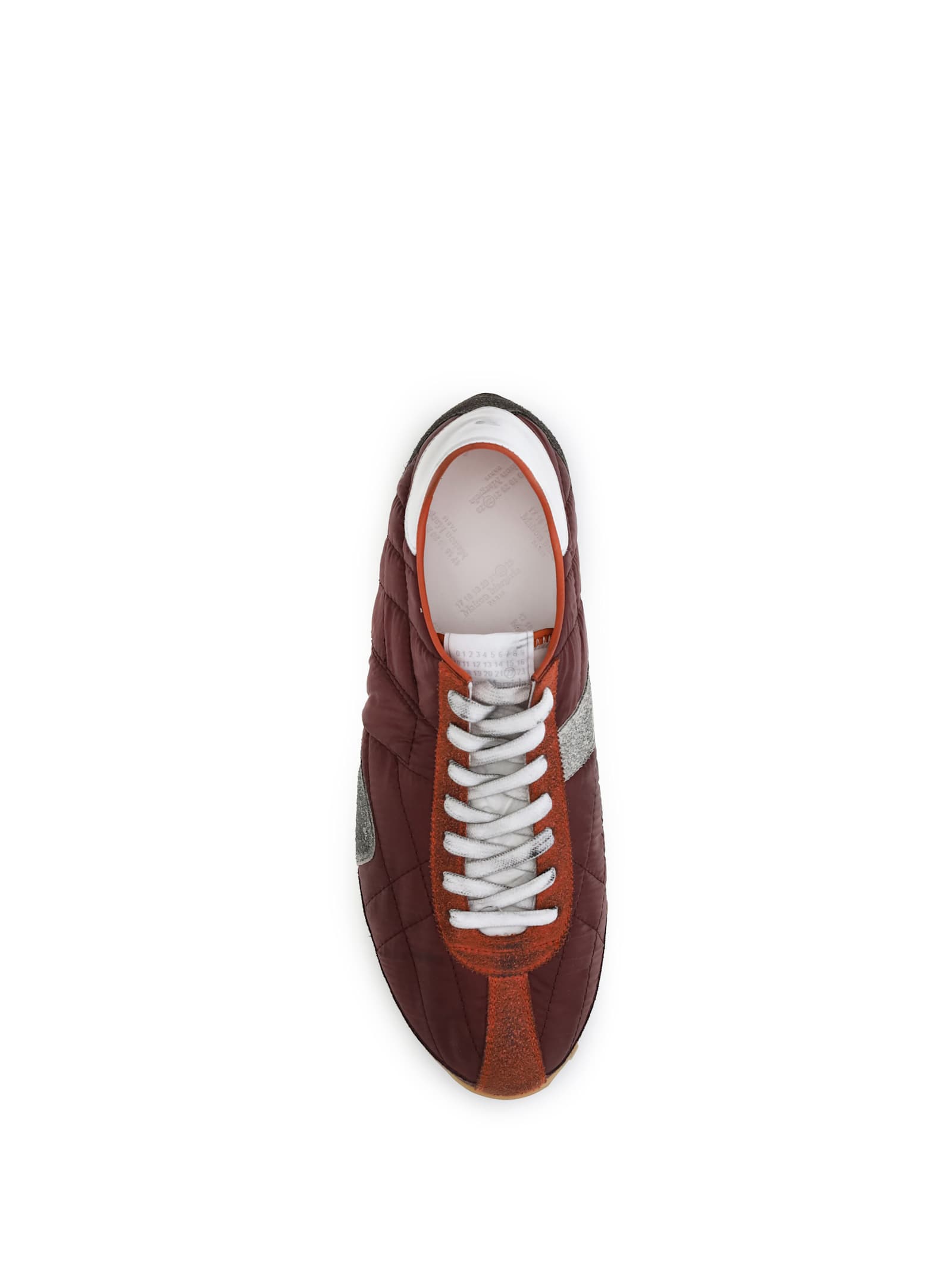 Maison Margiela Sprinters Leather And Suede-trimmed Nylon Sneakers In Burgundy