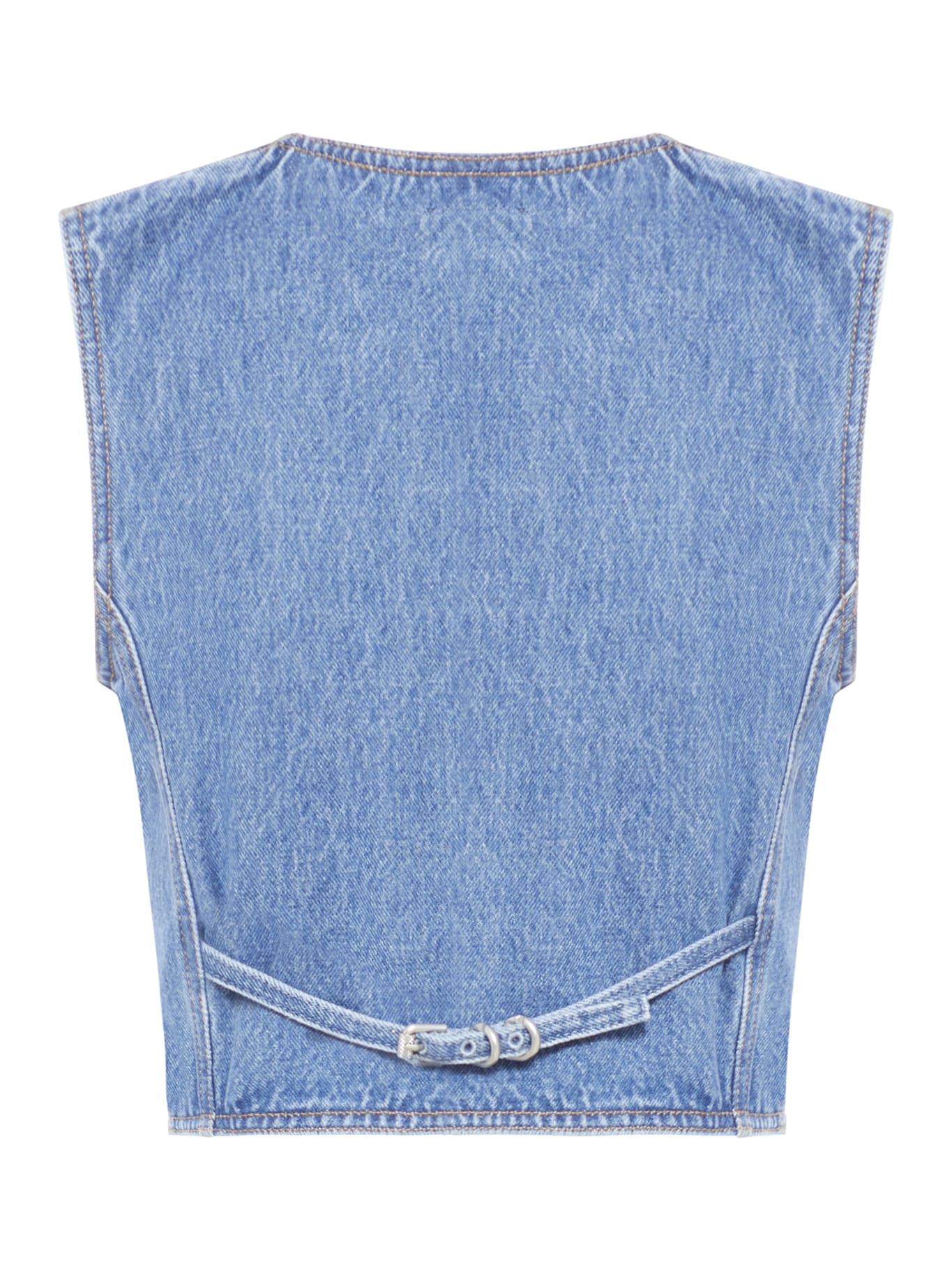 Shop Givenchy Voyou Denim Waistcoat In Deep Blue