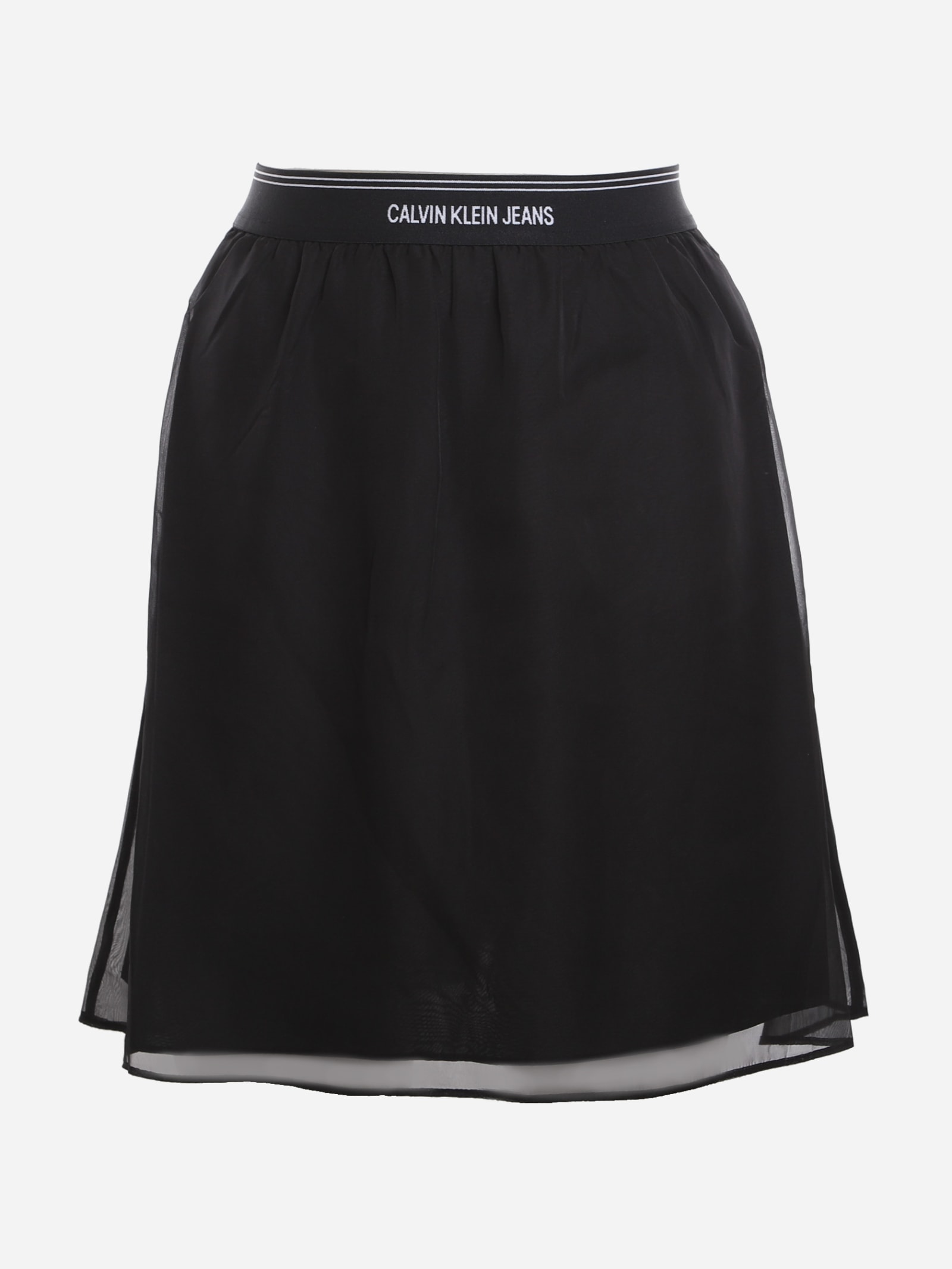 Calvin Klein Jeans Skirt Made Of Draped Chiffon With Logo Print