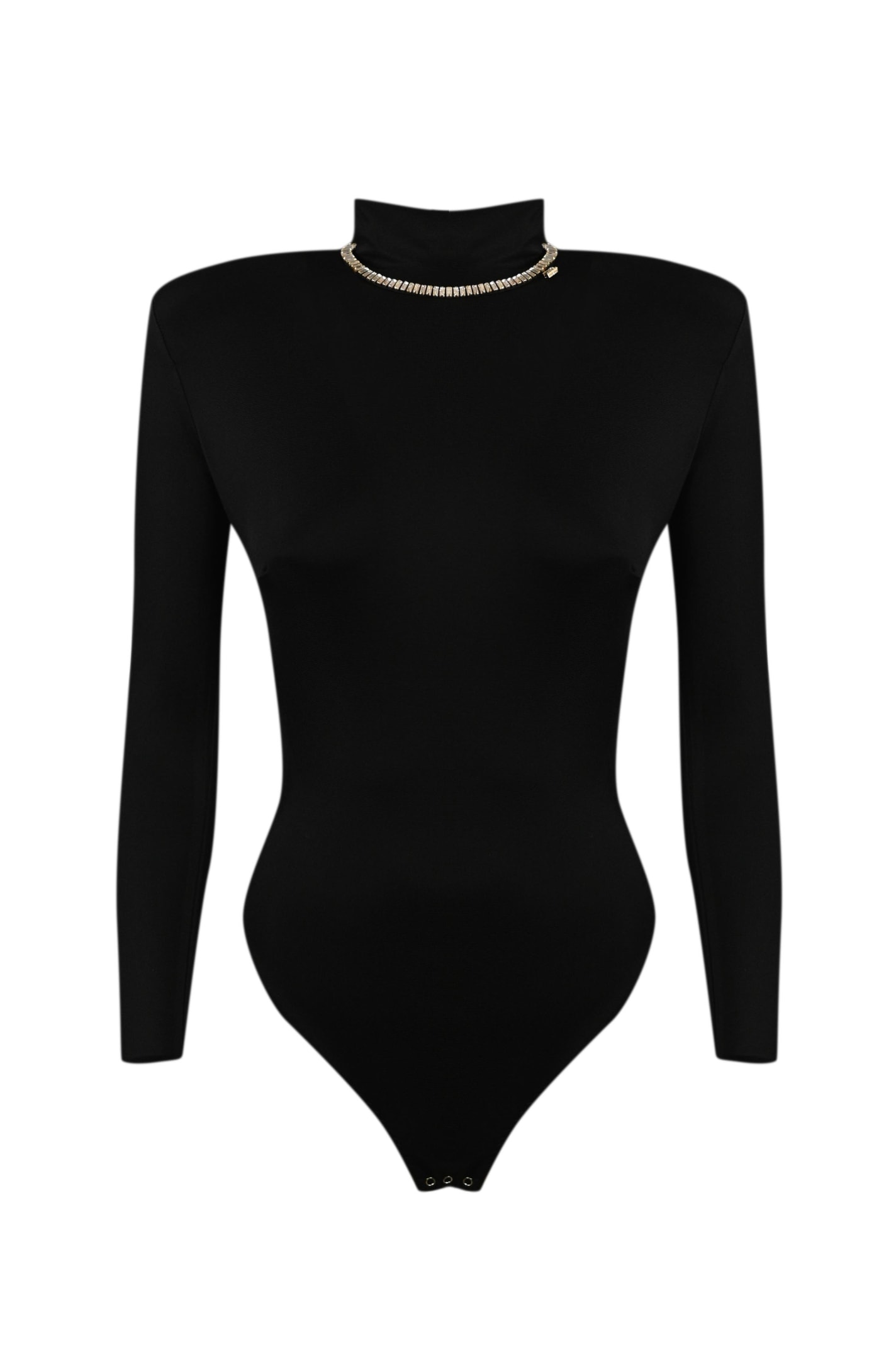 Elisabetta Franchi Bodysuit With Neckline On The Back And Collier In Nero