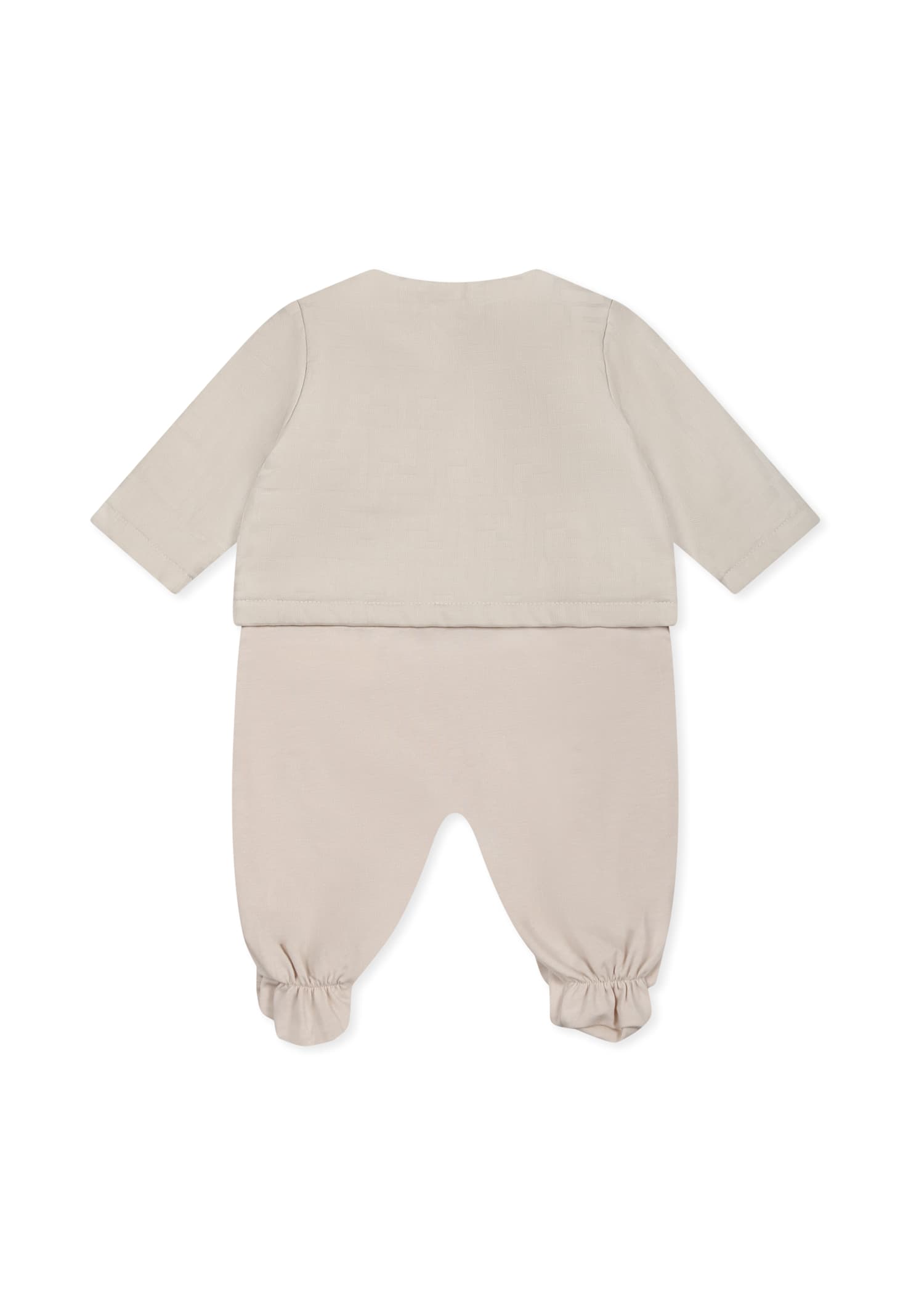 Fendi Beige Babygrow Set For Babykids With Ff In Beige