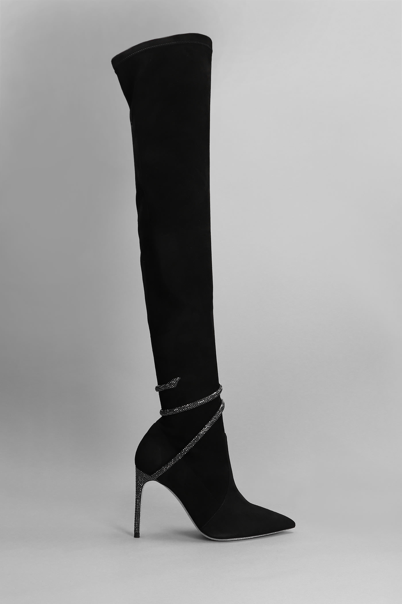 René Caovilla Boots In Black Suede And Leather